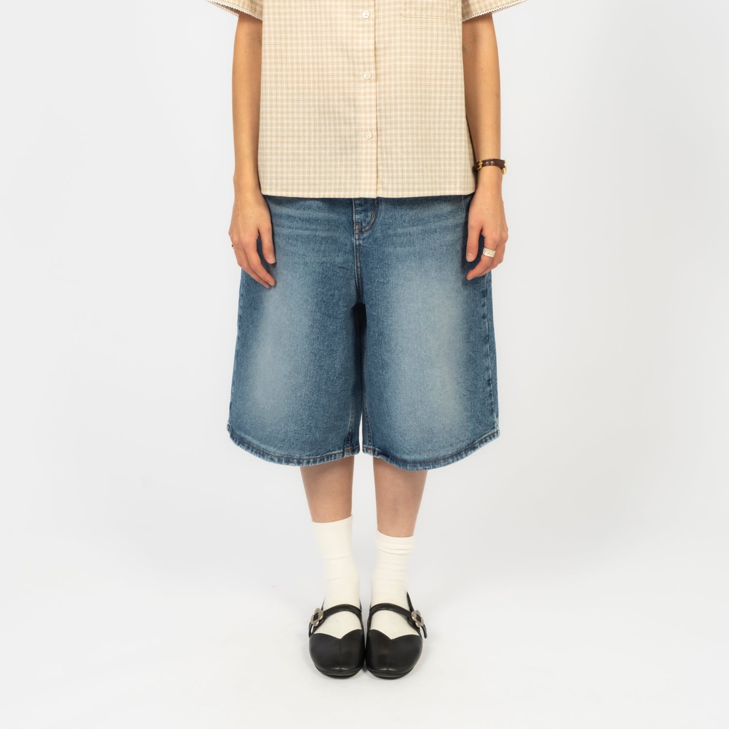 [DUNST] RELAXED BERMUDA DENIM SHORTS _ CLASSIC BLUE