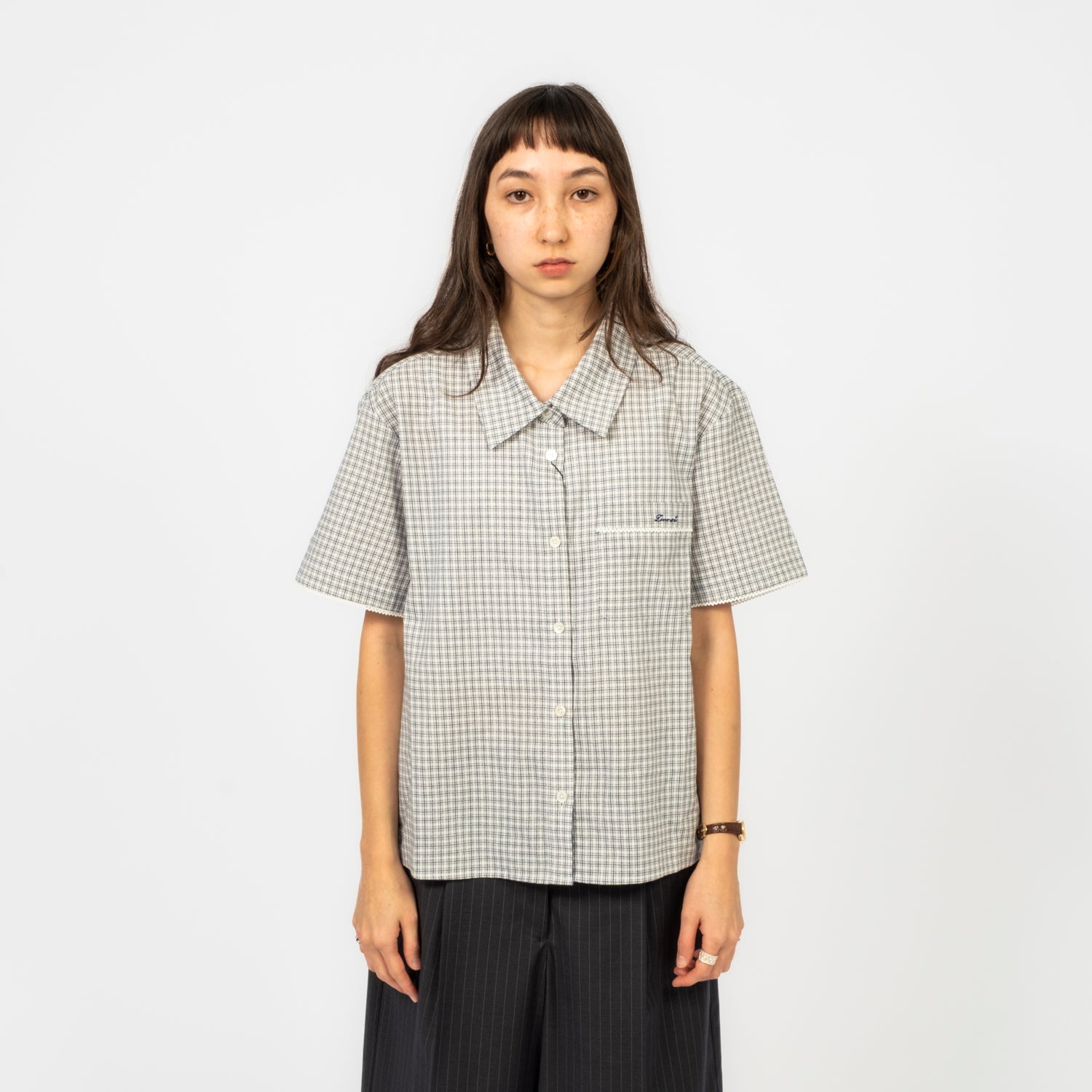 [DUNST] LACED ORGANIC CHECKED SHIRT _ BLUE CHECK