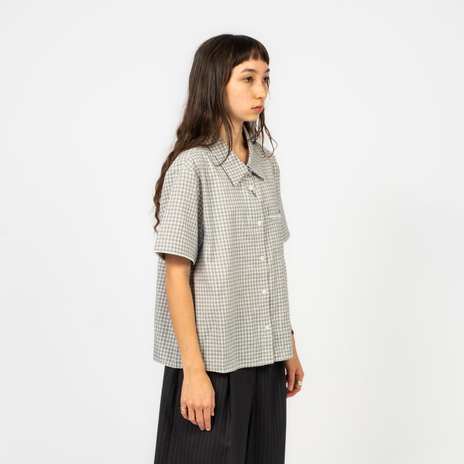 [DUNST] LACED ORGANIC CHECKED SHIRT _ BLUE CHECK