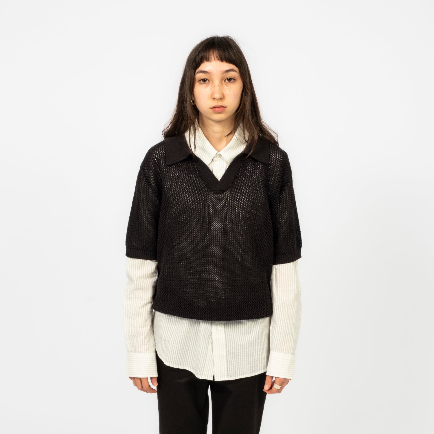 [DUNST] UNISEX CHUNKY COLLARED KNIT _ BLACK