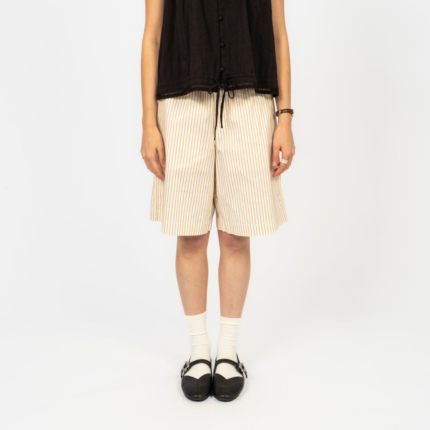 [DUNST] UNISEX PAJAMA BERMUDA SHORTS _ BEIGE STRIPE