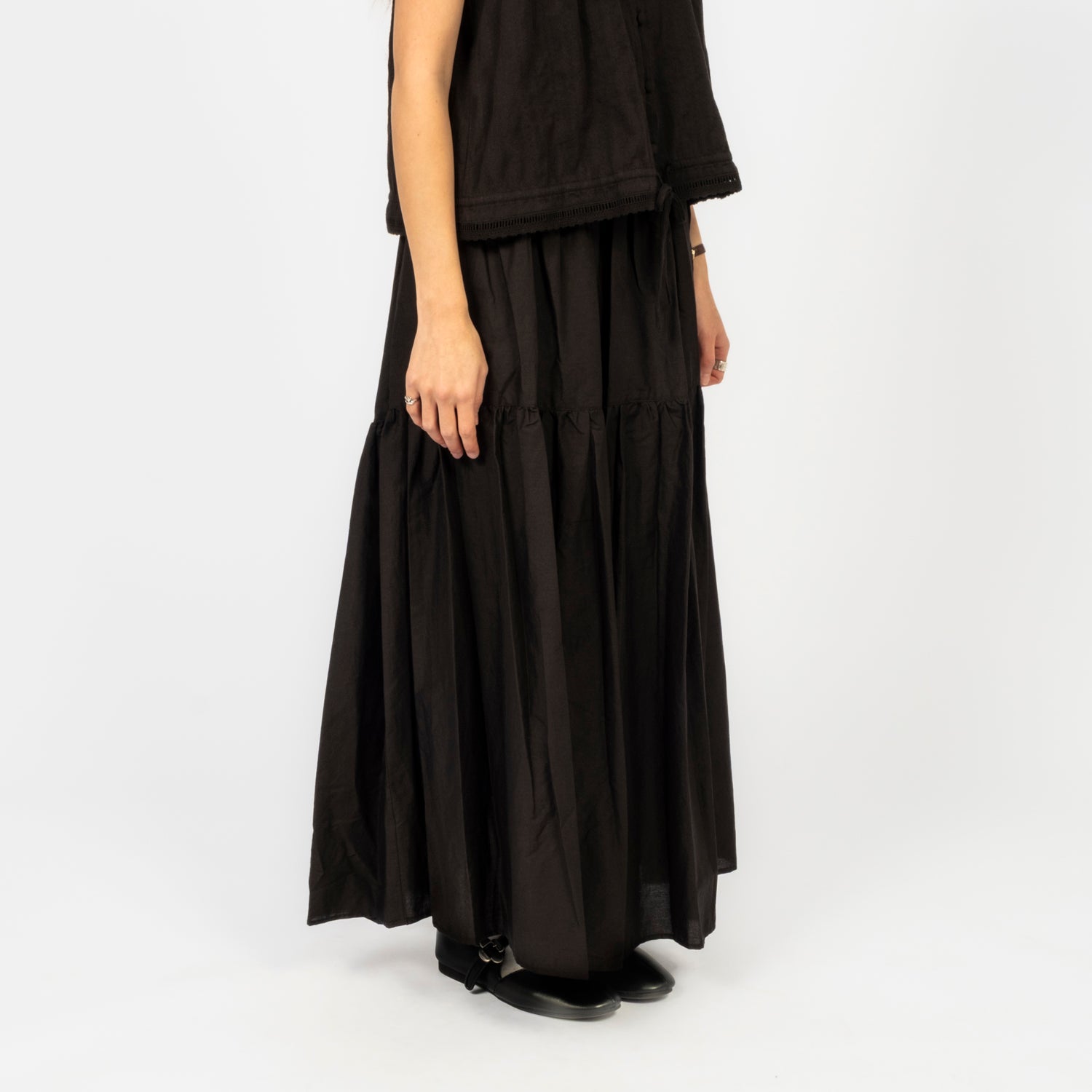 [DUNST] TIERED MAXI SKIRT _ BLACK