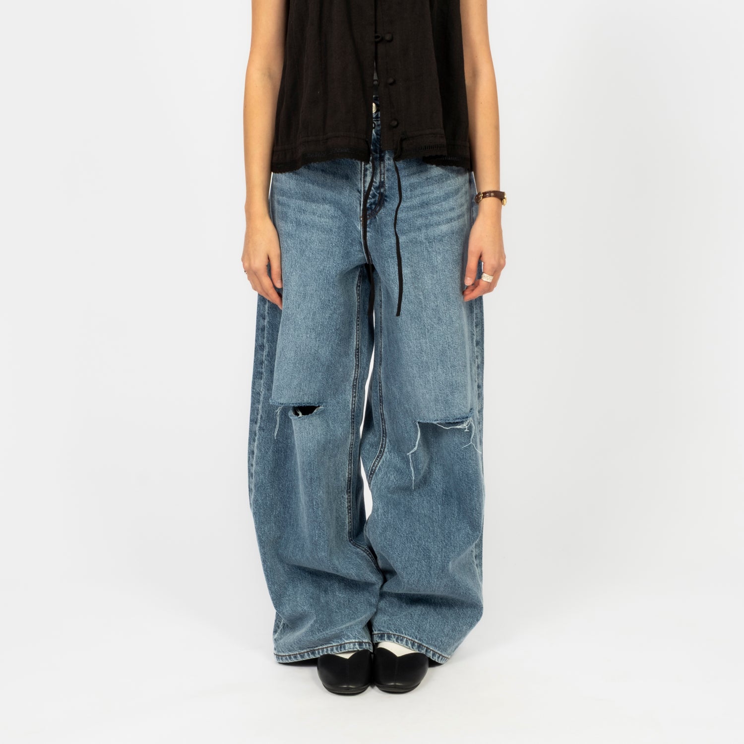 [DUNST] DAMAGED WIDE JEANS _ CLASSIC BLUE