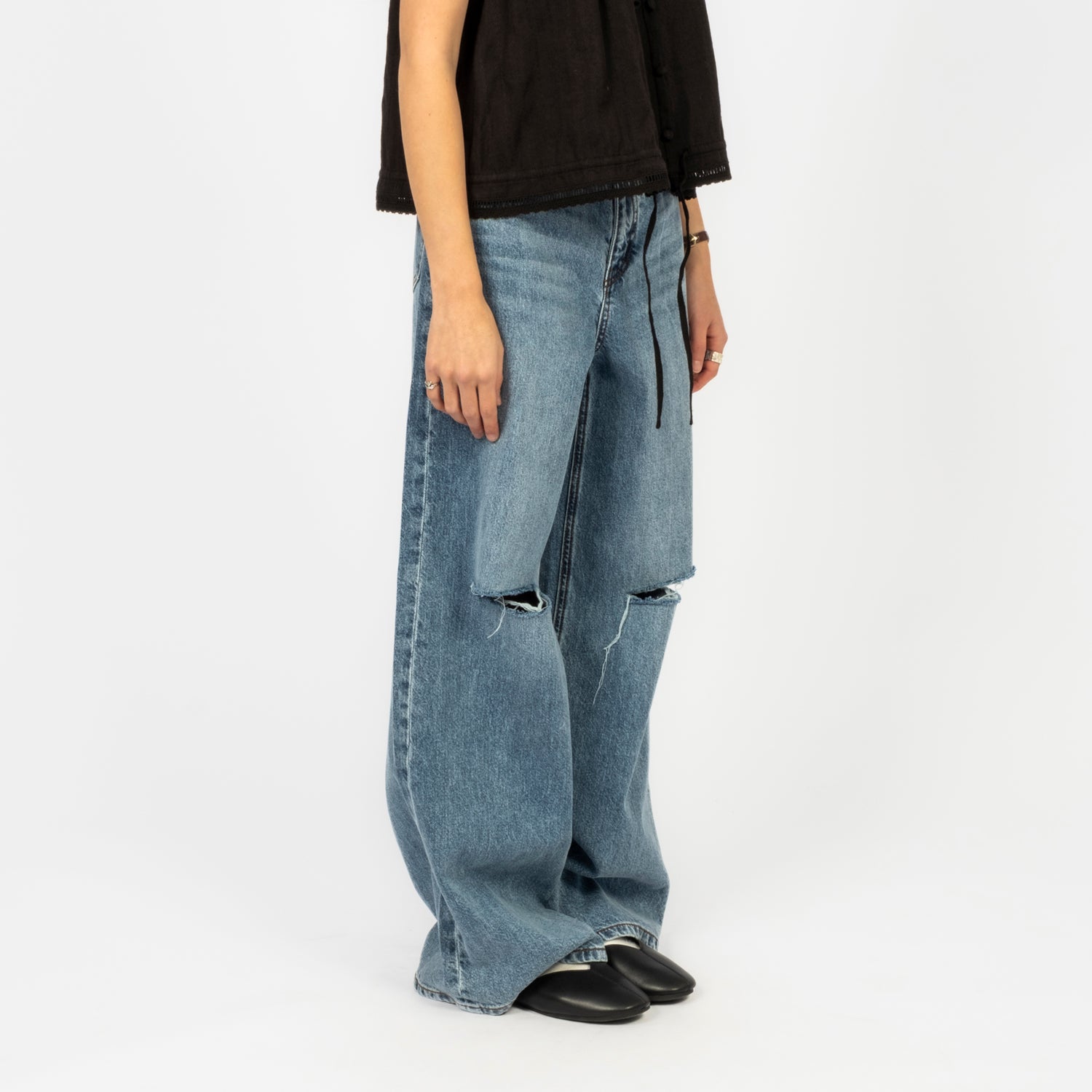 [DUNST] DAMAGED WIDE JEANS _ CLASSIC BLUE