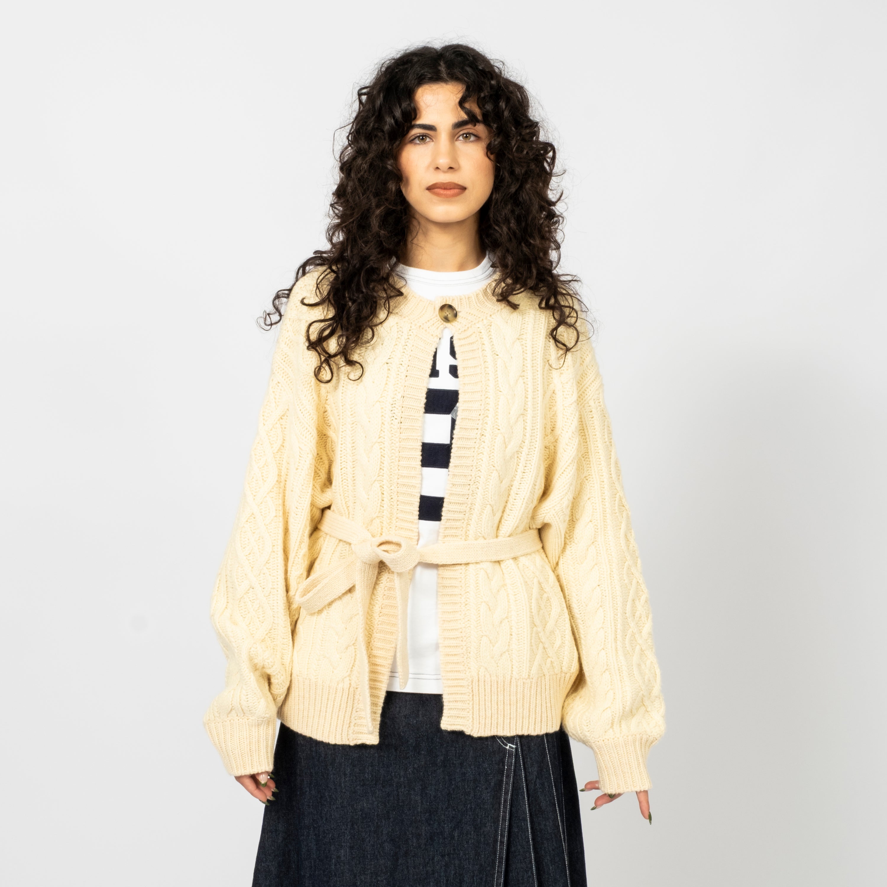 [BEAMS BOY] O.3G 2TONE ALAN CARDIGAN _ IVORY