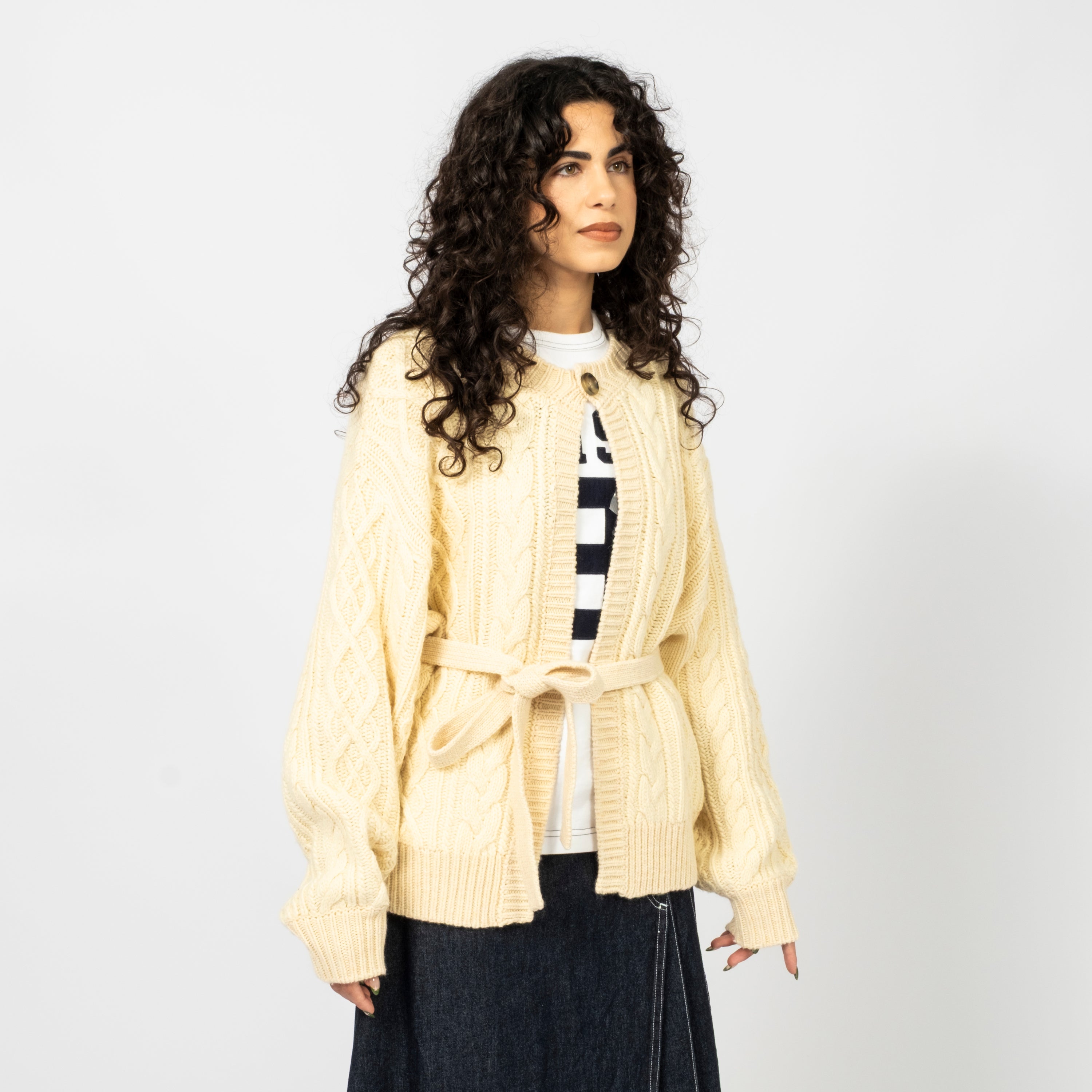 [BEAMS BOY] O.3G 2TONE ALAN CARDIGAN _ IVORY