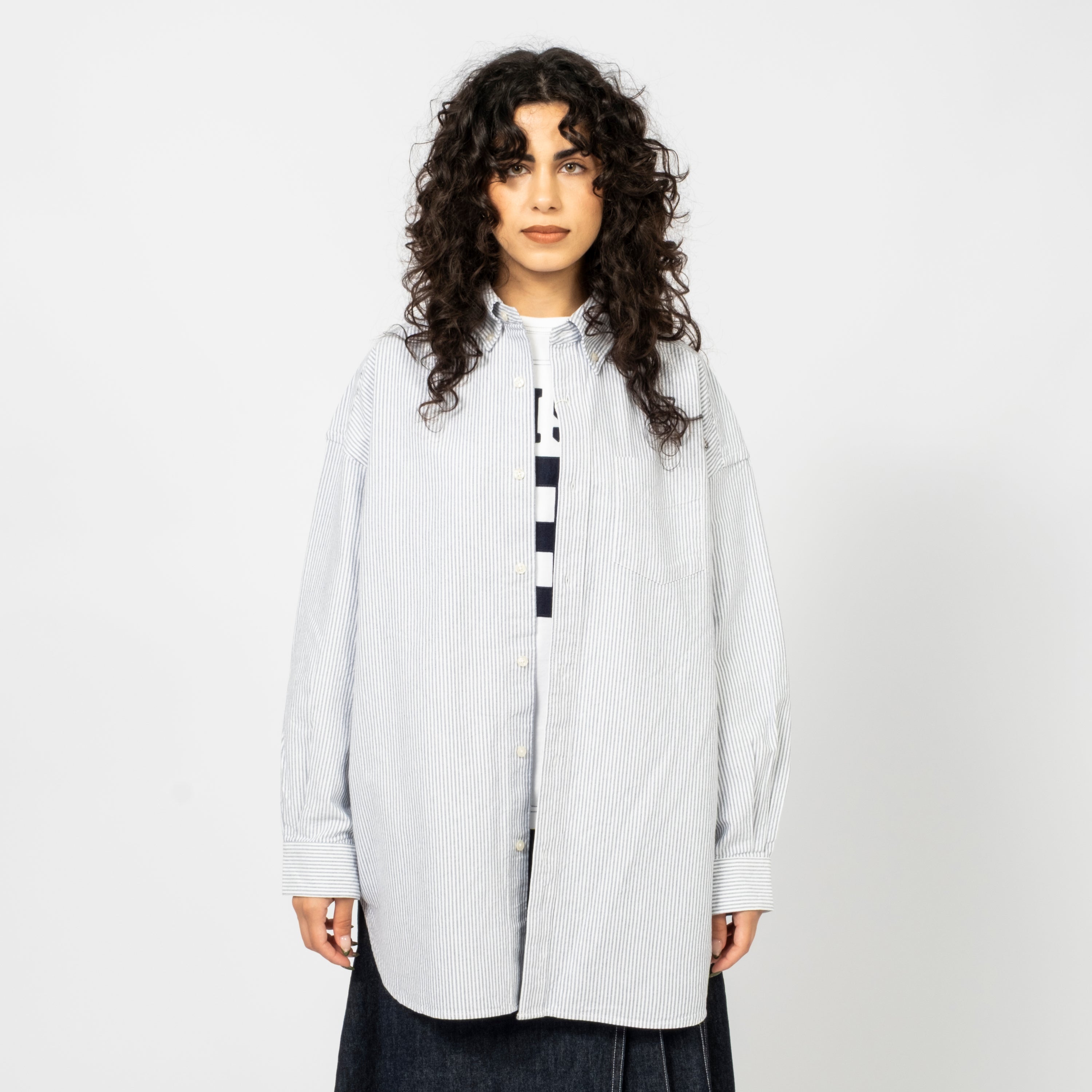 [BEAMS BOY] O.BIG BD SHIRT _ NAVY