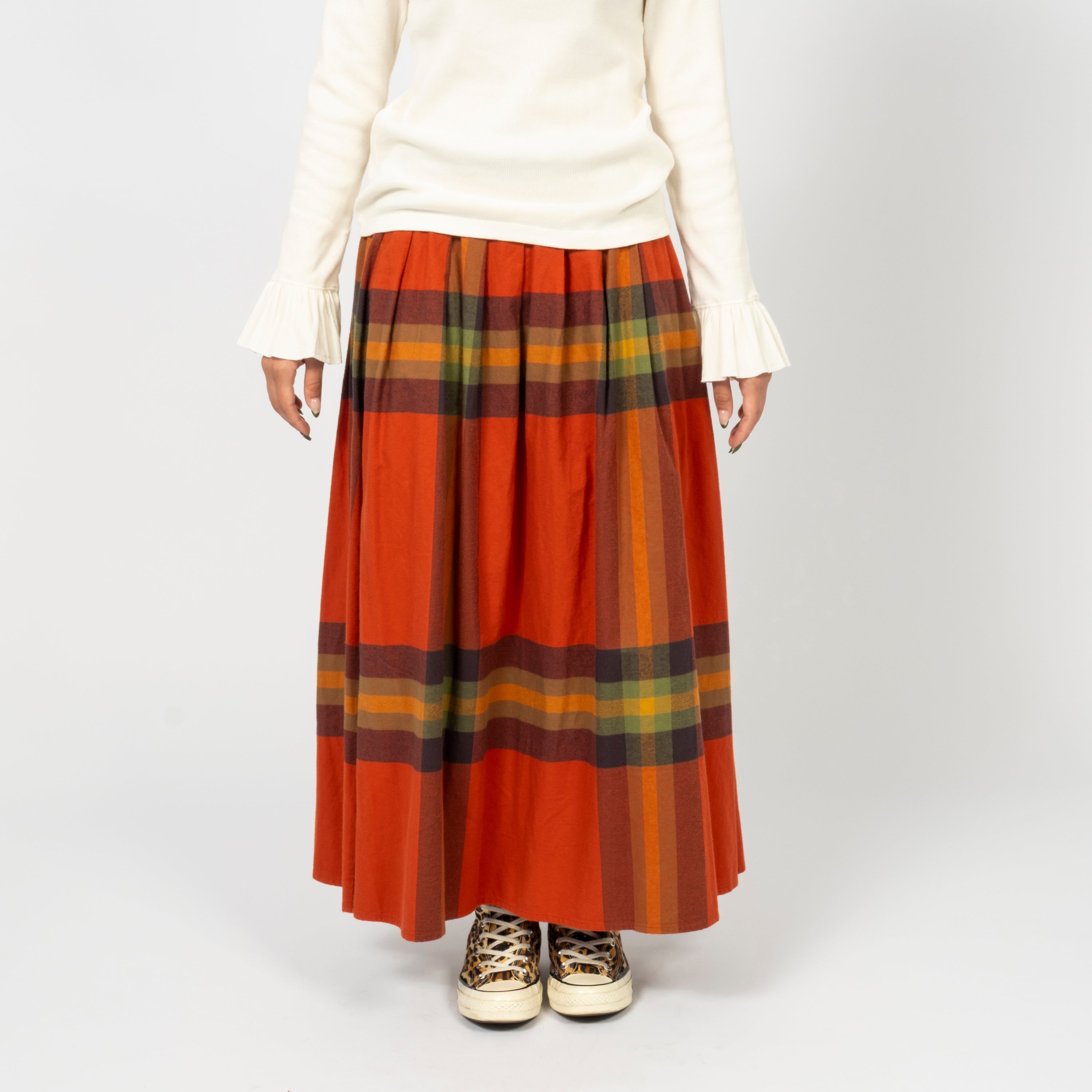 [BEAMS BOY] O.BOY BIG TARTAN SKIRT _ ORANGE