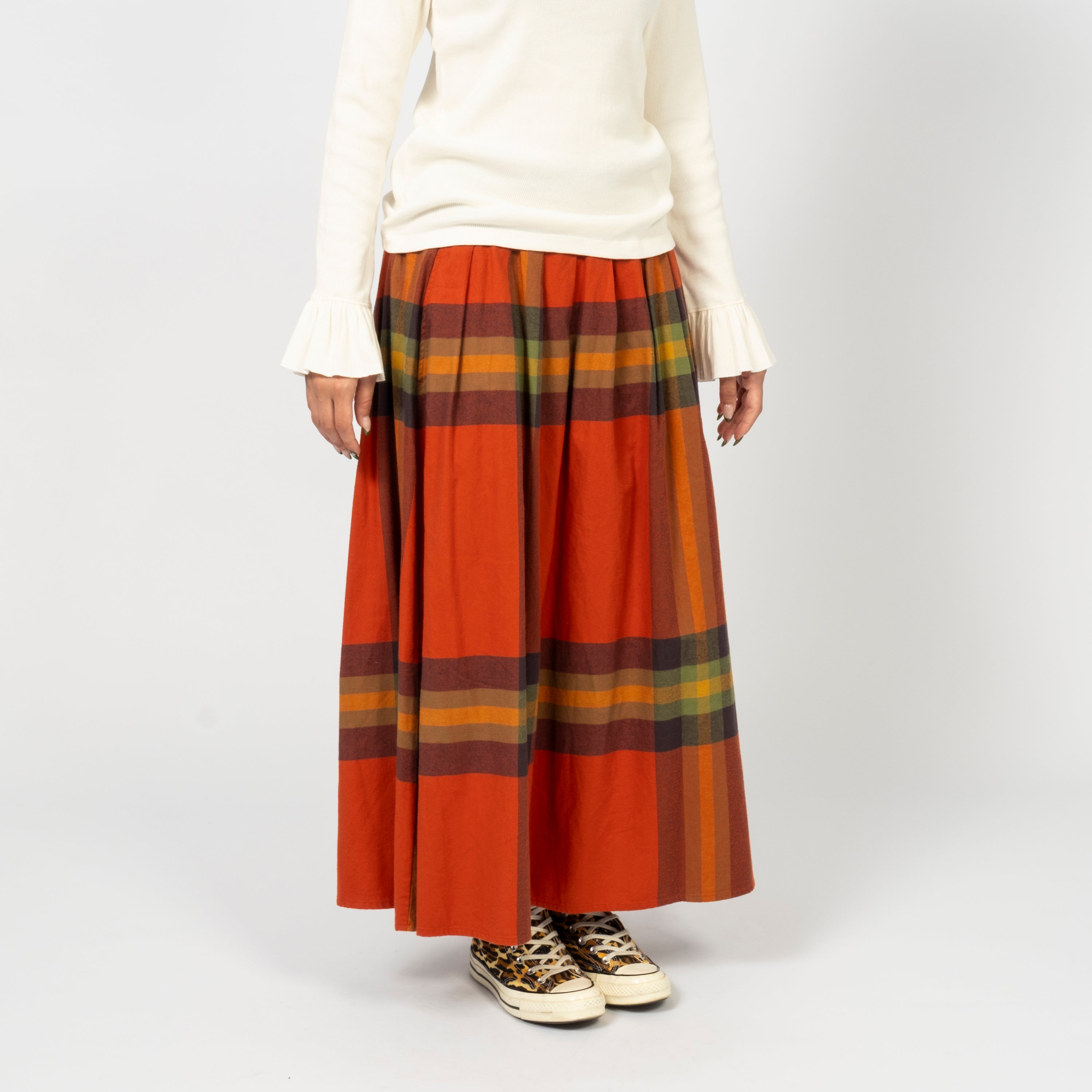 [BEAMS BOY] O.BOY BIG TARTAN SKIRT _ ORANGE