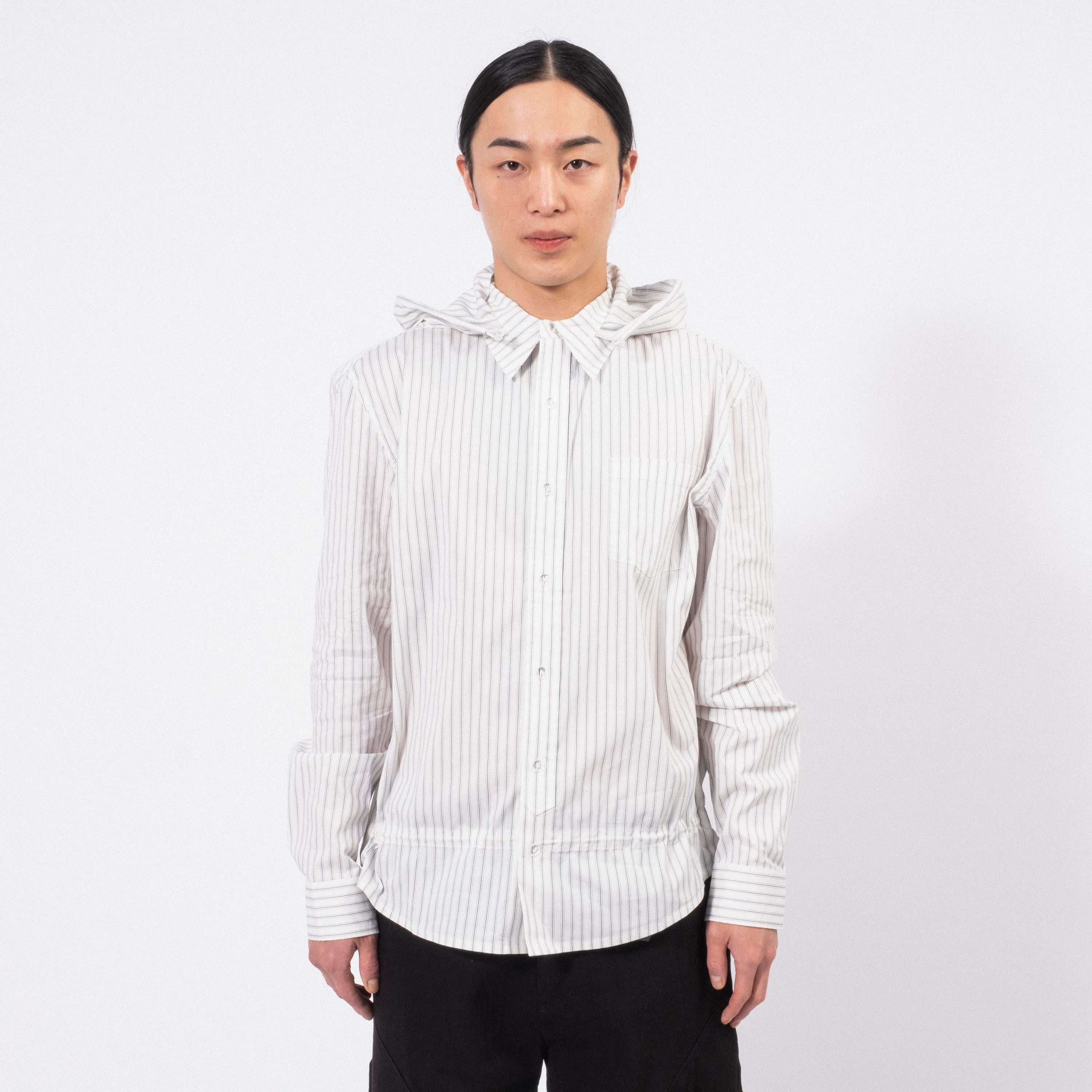 [SAN SAN GEAR] STRIPE HOOD SHIRTS _ WHITE