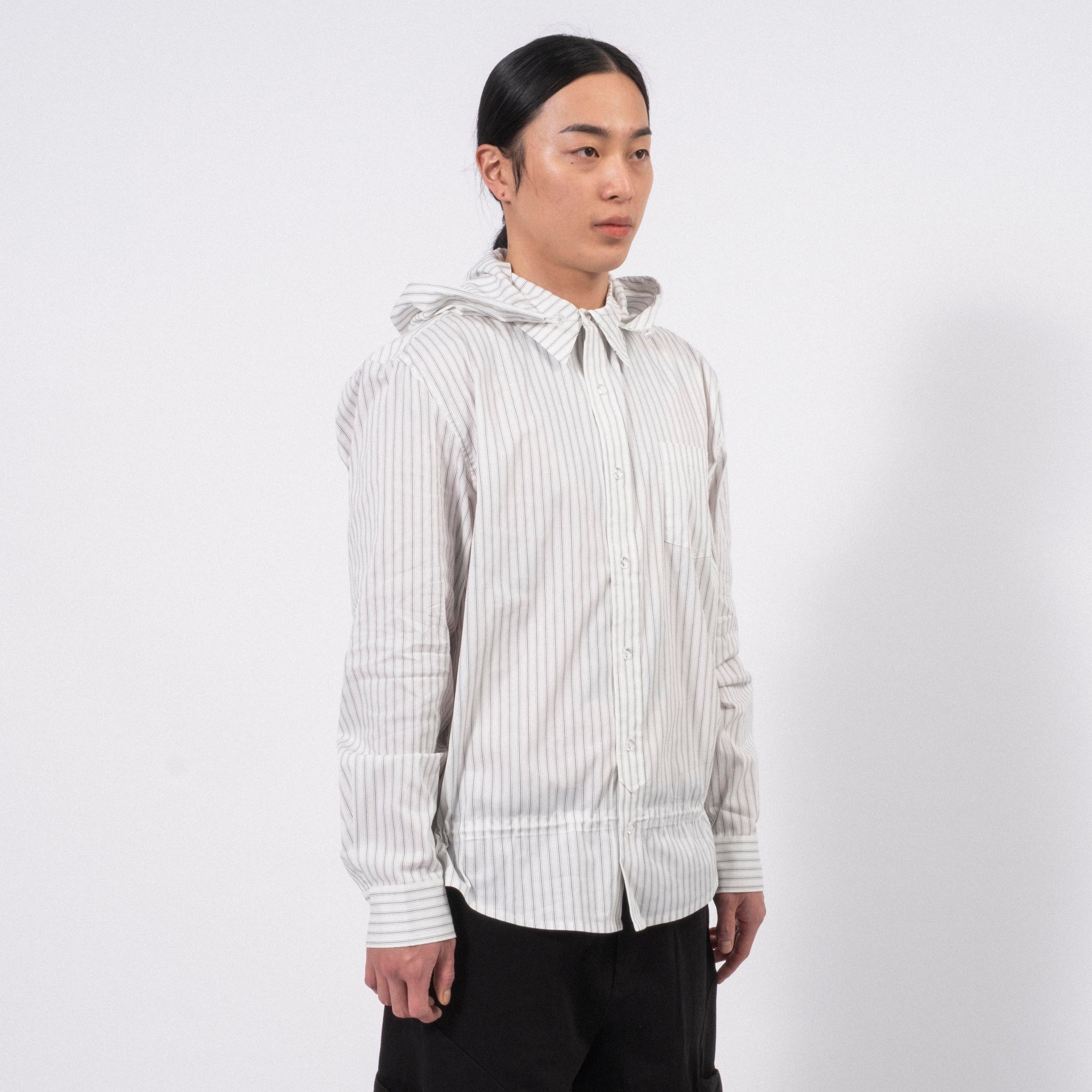 [SAN SAN GEAR] STRIPE HOOD SHIRTS _ WHITE
