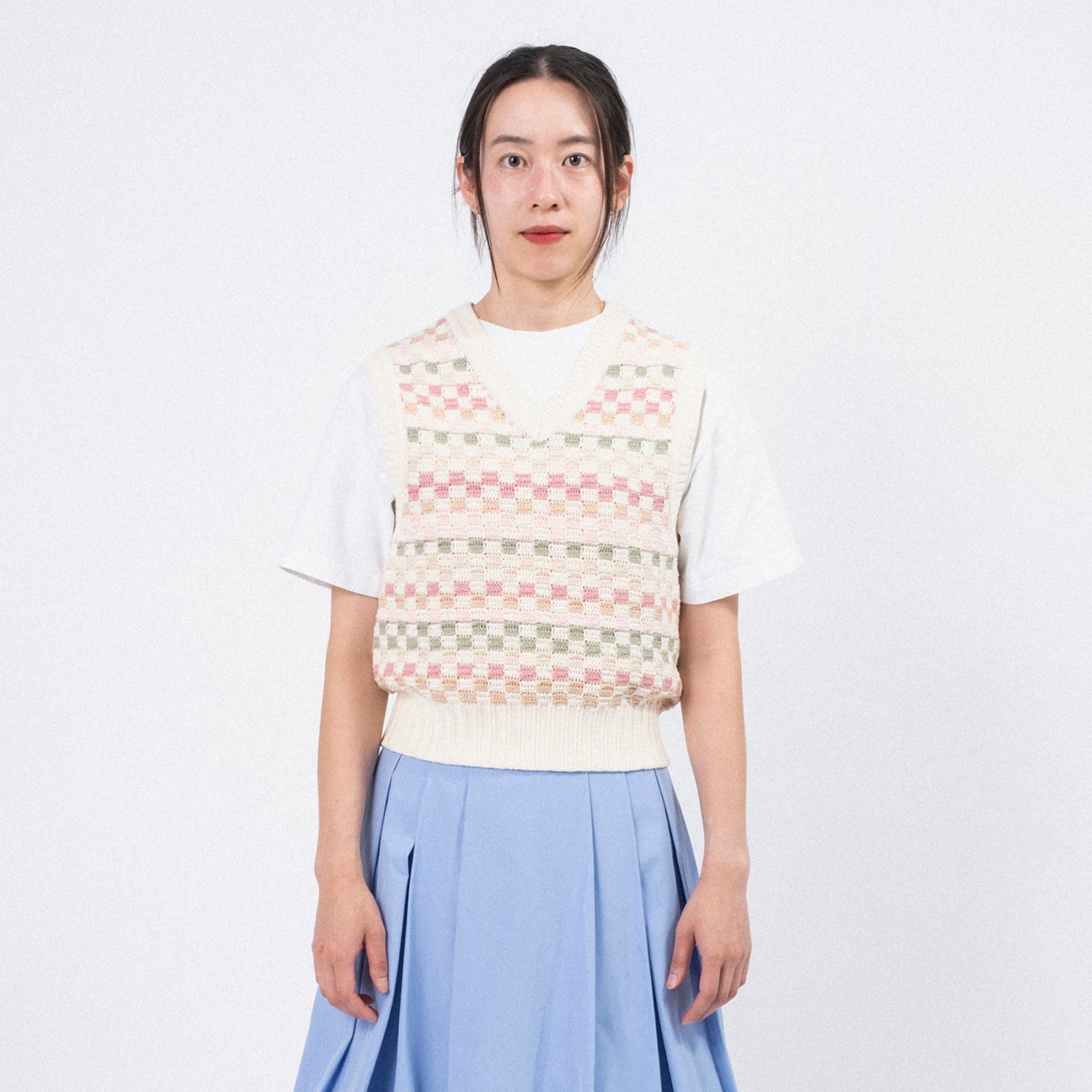 [DUNST] UNISEX CRAFTED V-NECK KNIT VEST _ IVORY