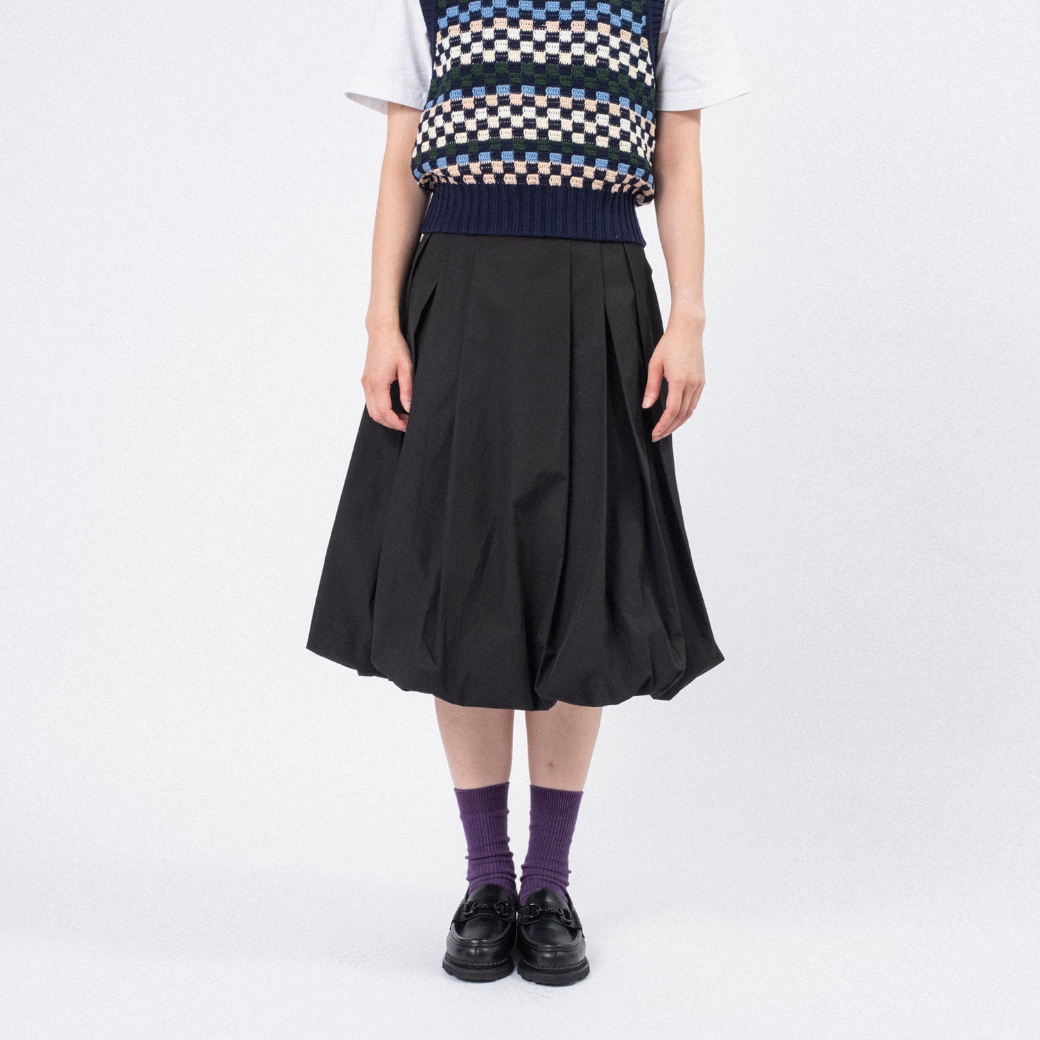 [DUNST] BALLOON MIDI SKIRT _ BLACK