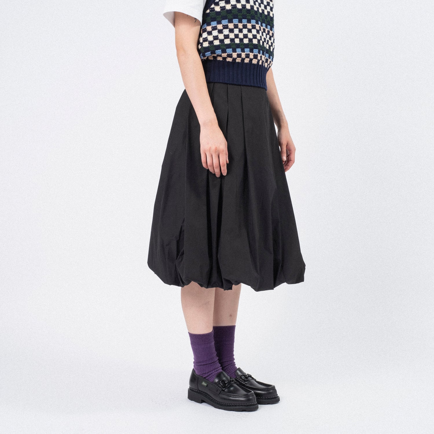 [DUNST] BALLOON MIDI SKIRT _ BLACK