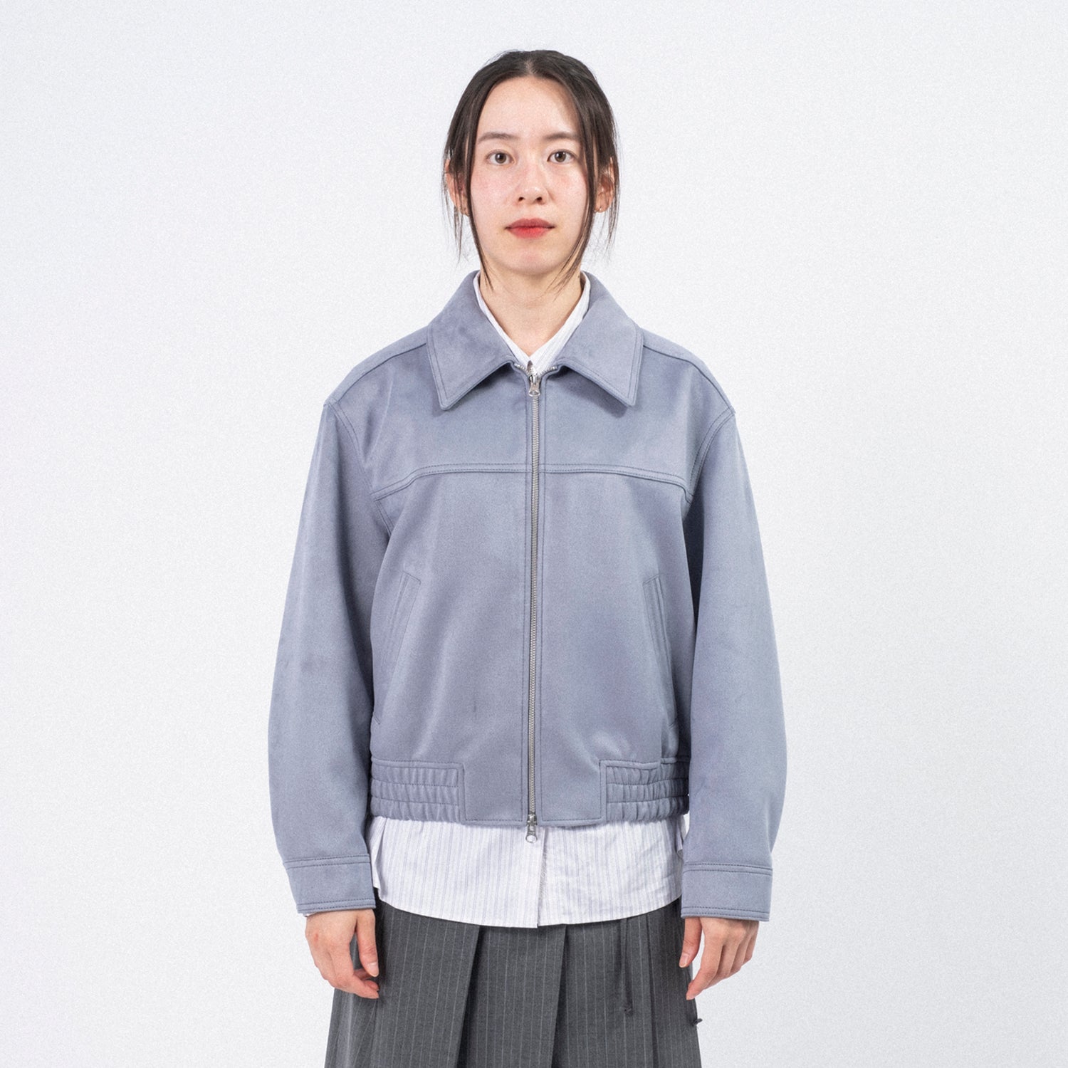 [DUNST] UNISEX VEGAN SUEDE COLLARED BLOUSON _ BLUE