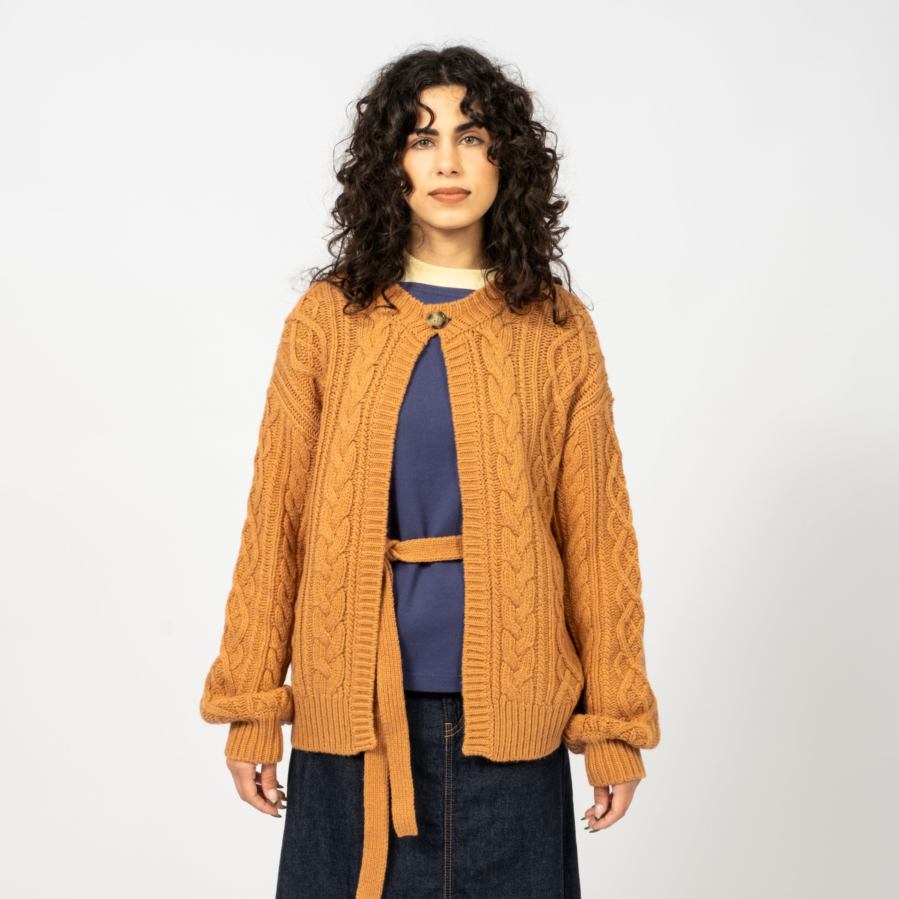 [BEAMS BOY] O.3G 2TONE ALAN CARDIGAN _ BROWN