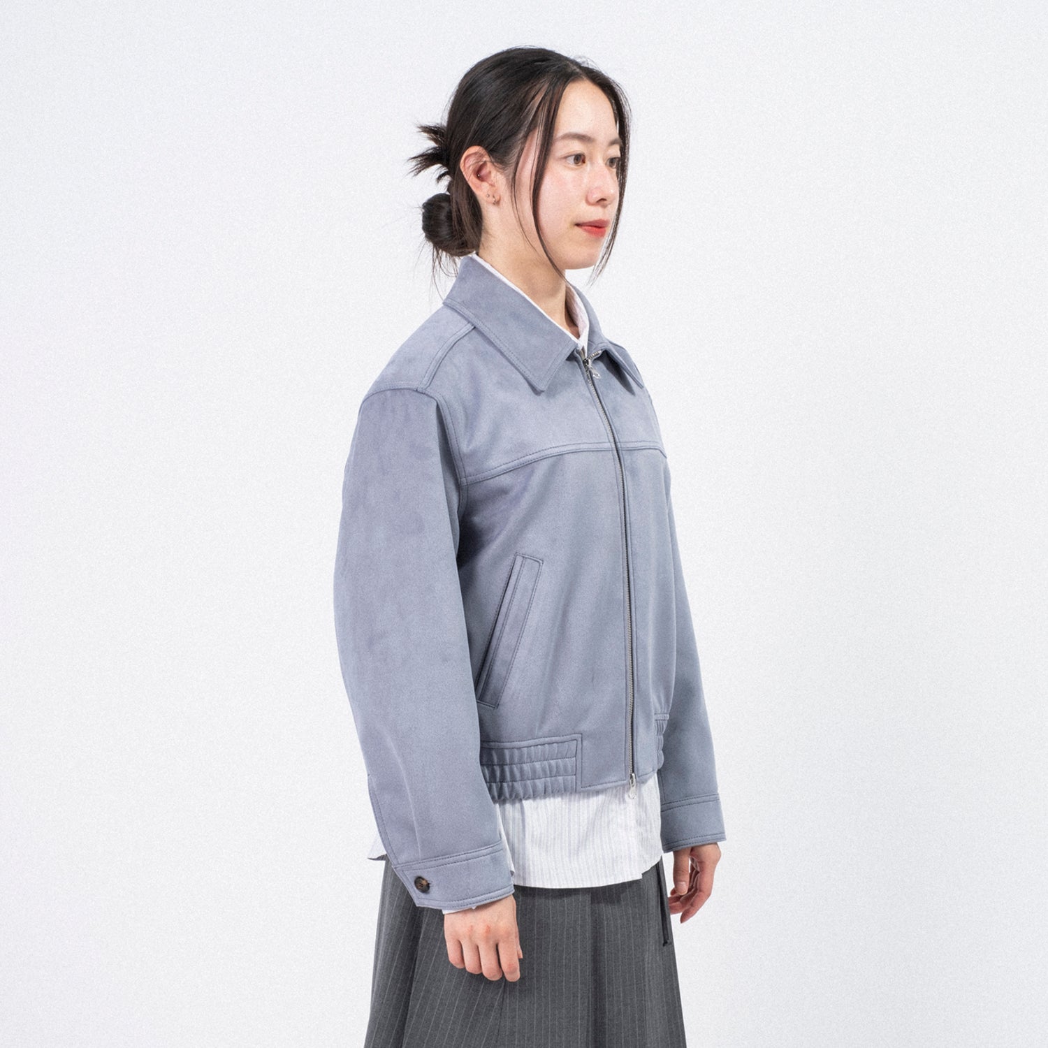 [DUNST] UNISEX VEGAN SUEDE COLLARED BLOUSON _ BLUE