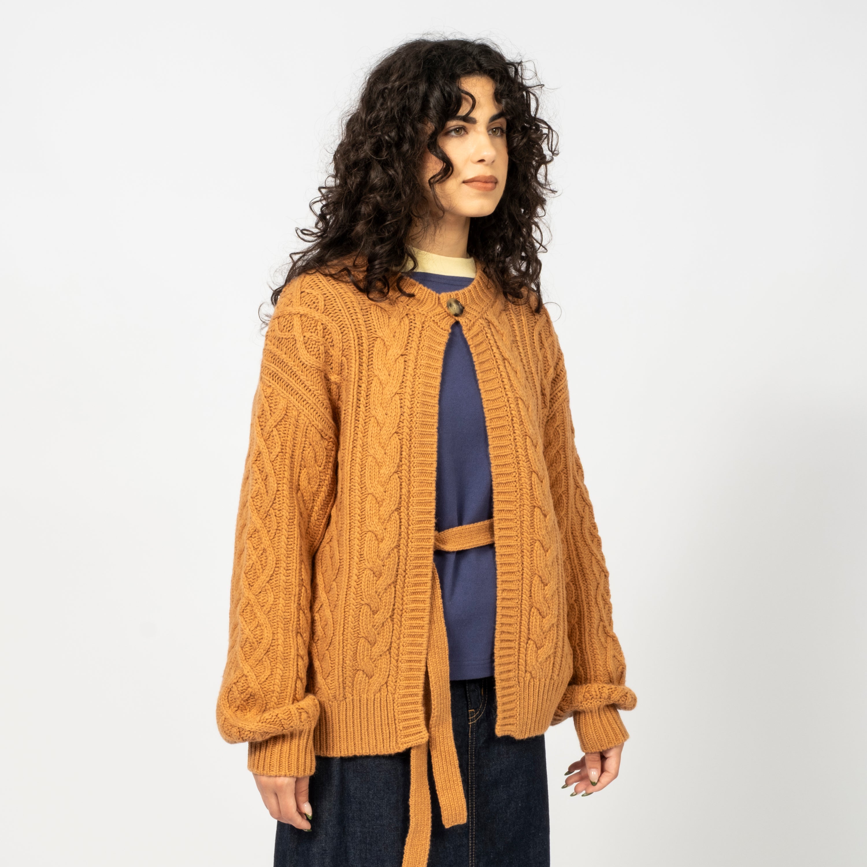 [BEAMS BOY] O.3G 2TONE ALAN CARDIGAN _ BROWN