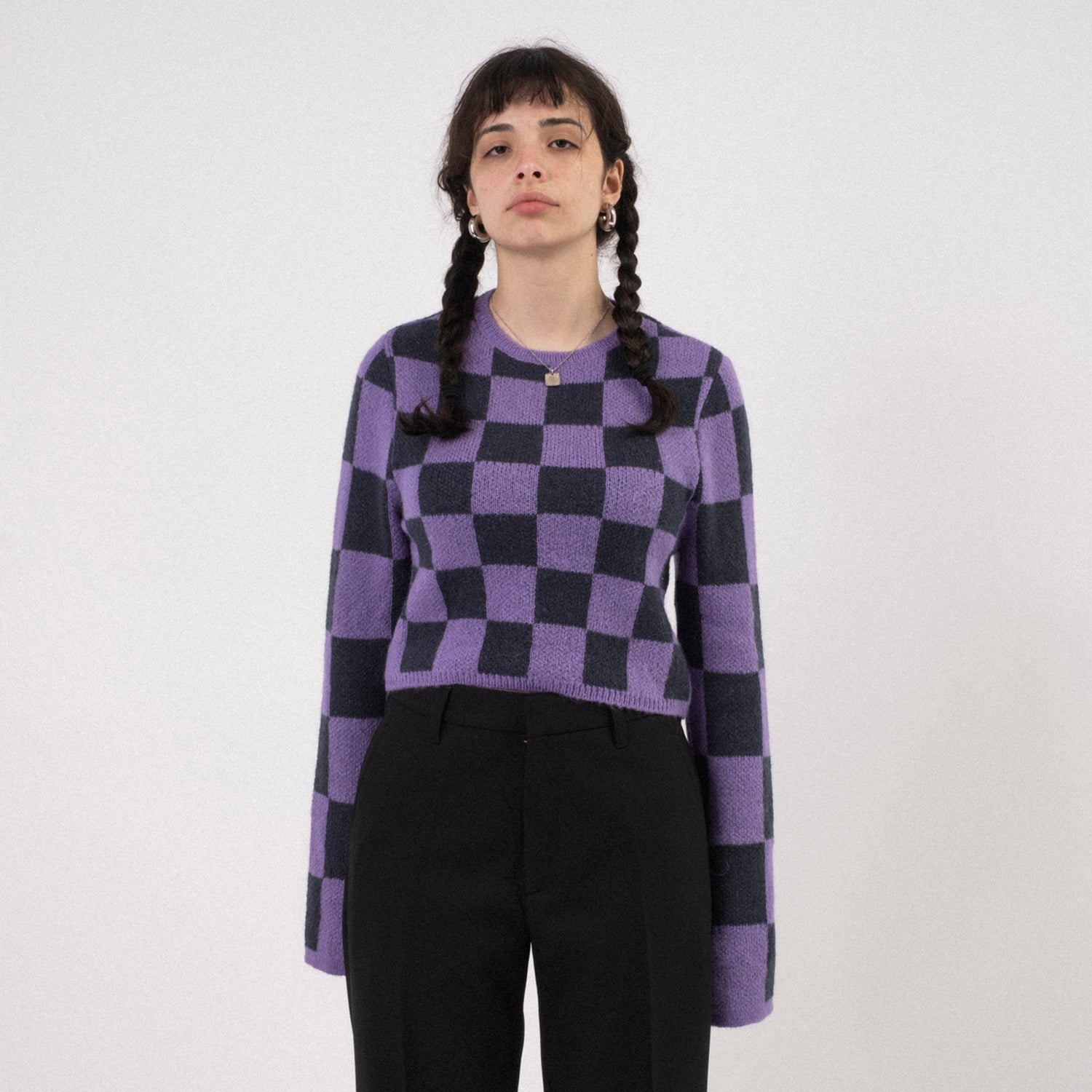 [STOCKHOLM (SURFBOARD) CLUB] W2000106 YOKO TOP _ PURPLE CHECK