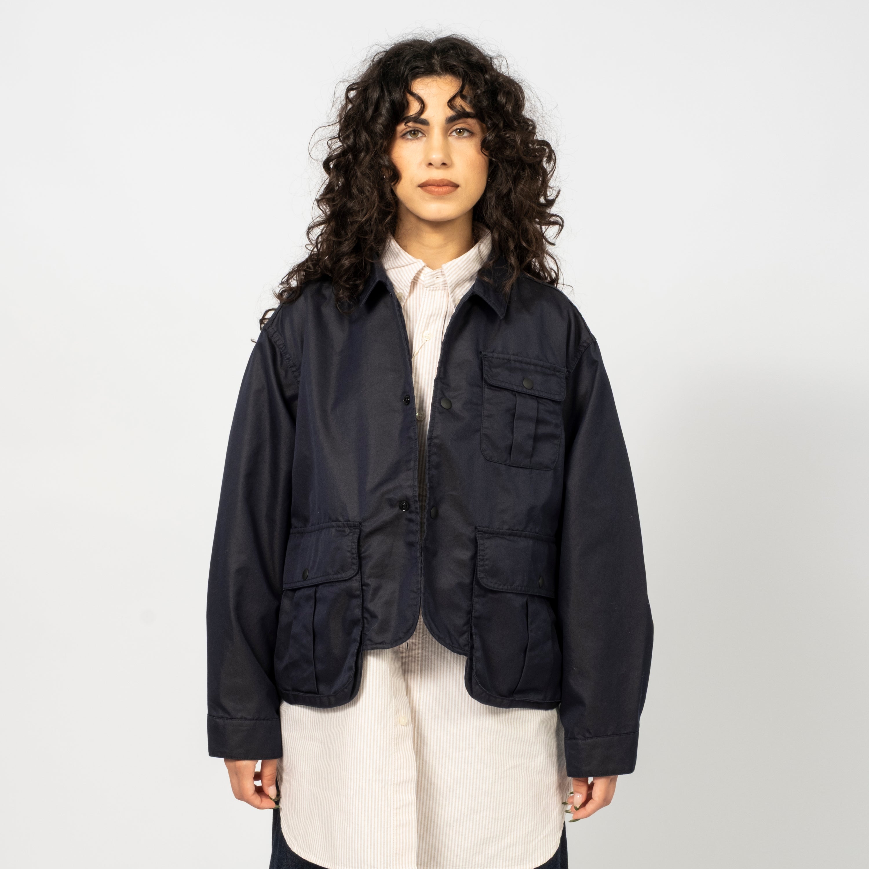 [BEAMS BOY] O.CHAMBRAY GABARDINE SHORT FISHING JACKET _ NAVY