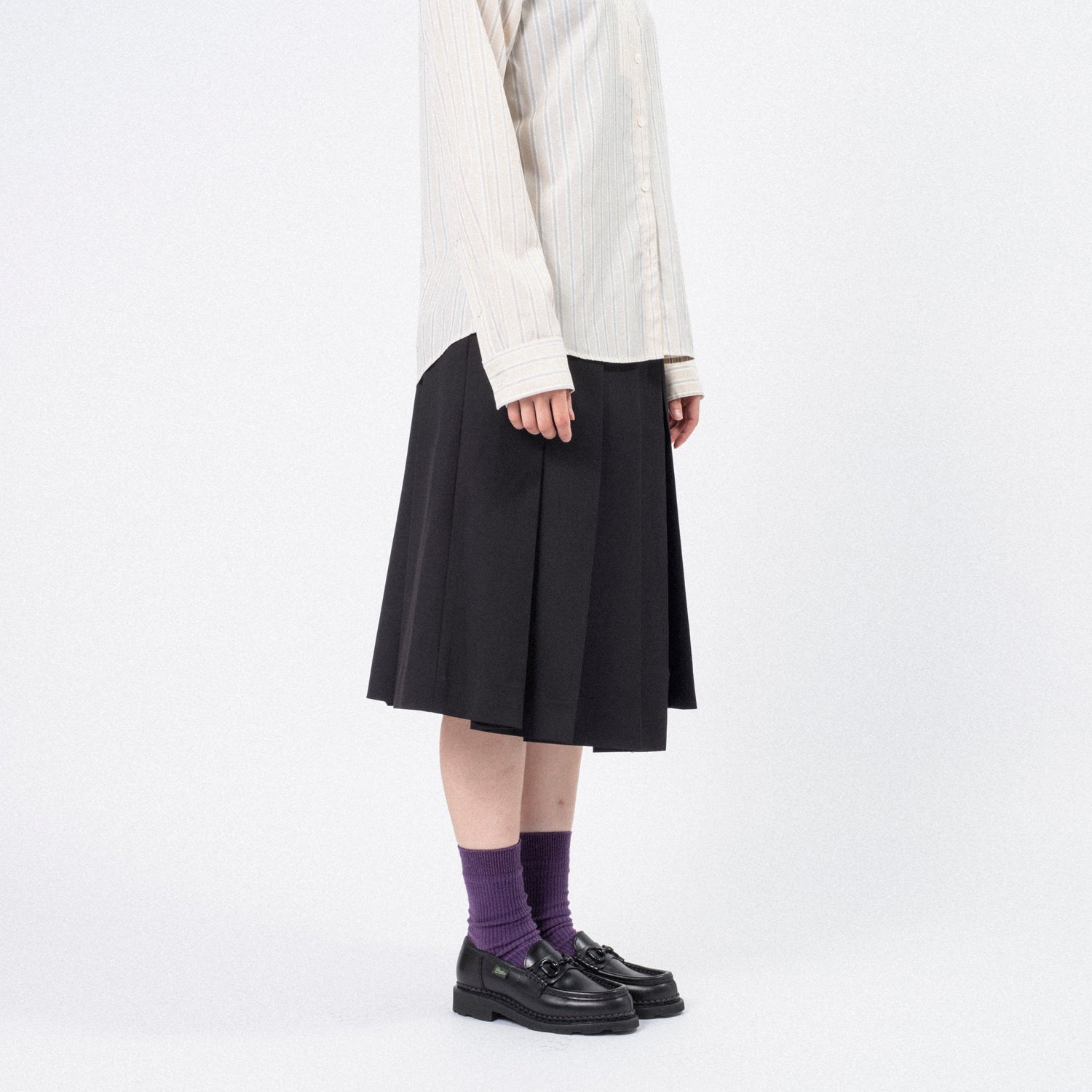 [DUNST] RIBBONED PLEATS SKIRT _ BLACK