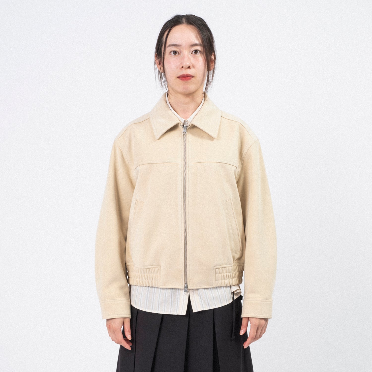 [DUNST] UNISEX VEGAN SUEDE COLLARED BLOUSON _ CREAM