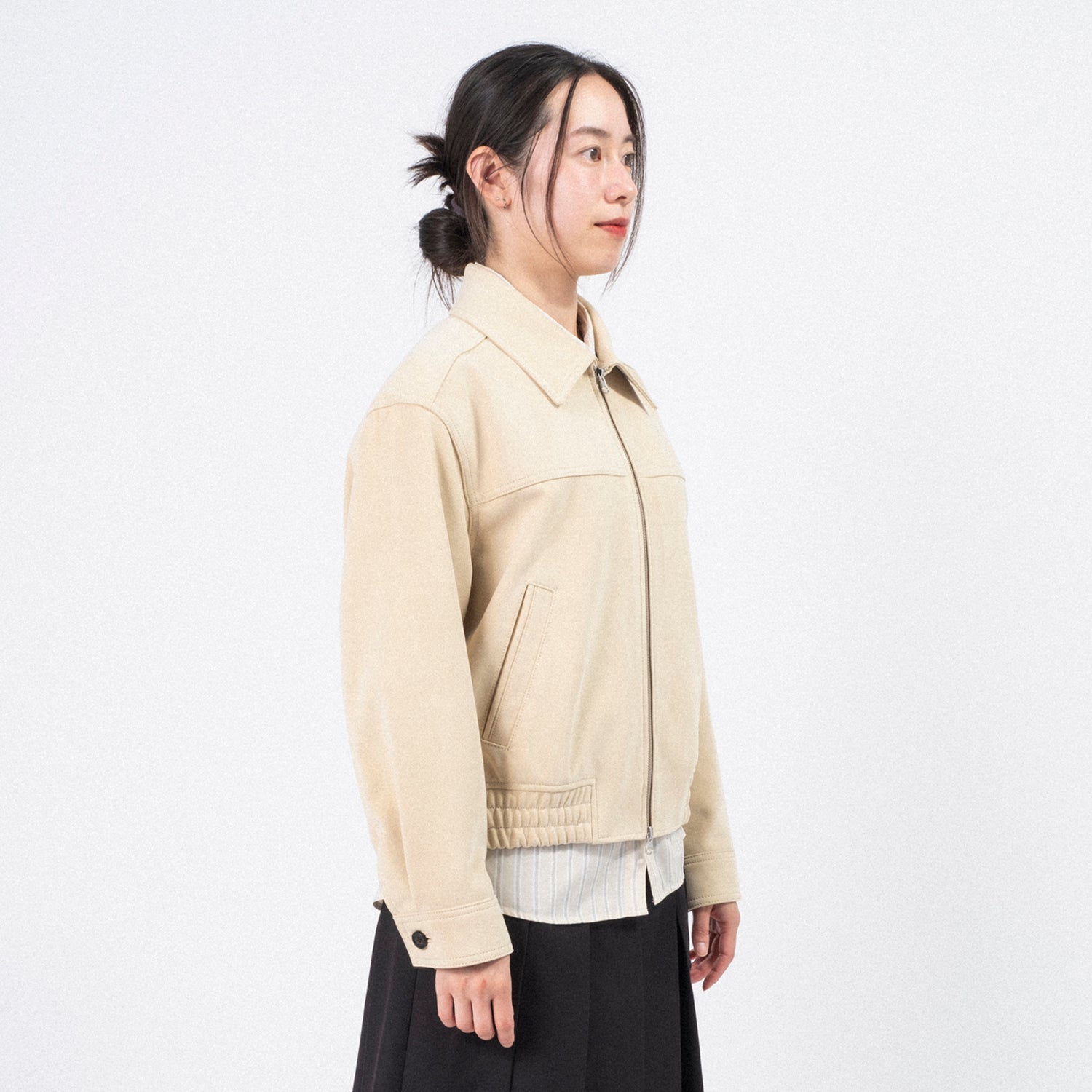 [DUNST] UNISEX VEGAN SUEDE COLLARED BLOUSON _ CREAM