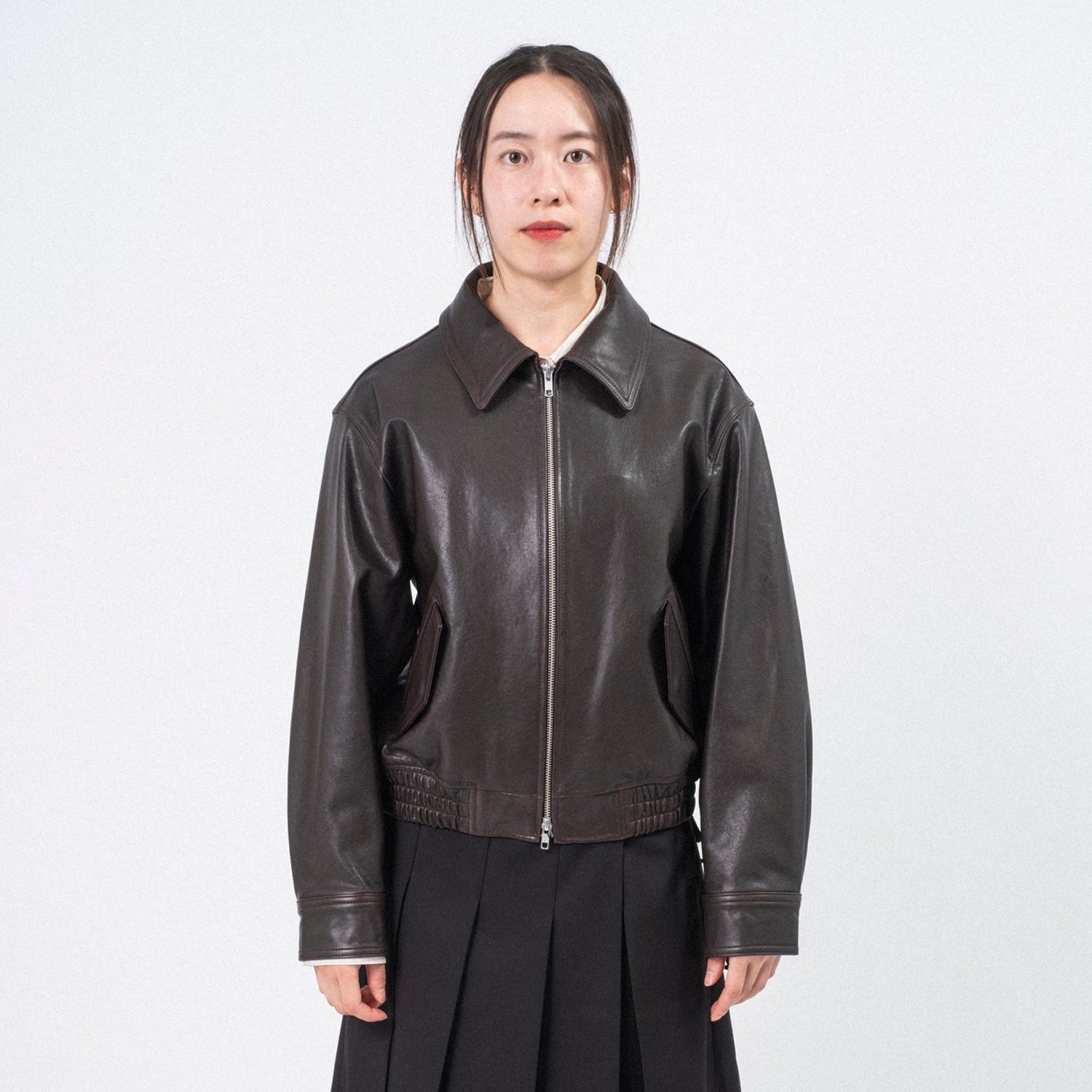 [DUNST] UNISEX LAMBSKIN LEATHER BLOUSON _ BROWN