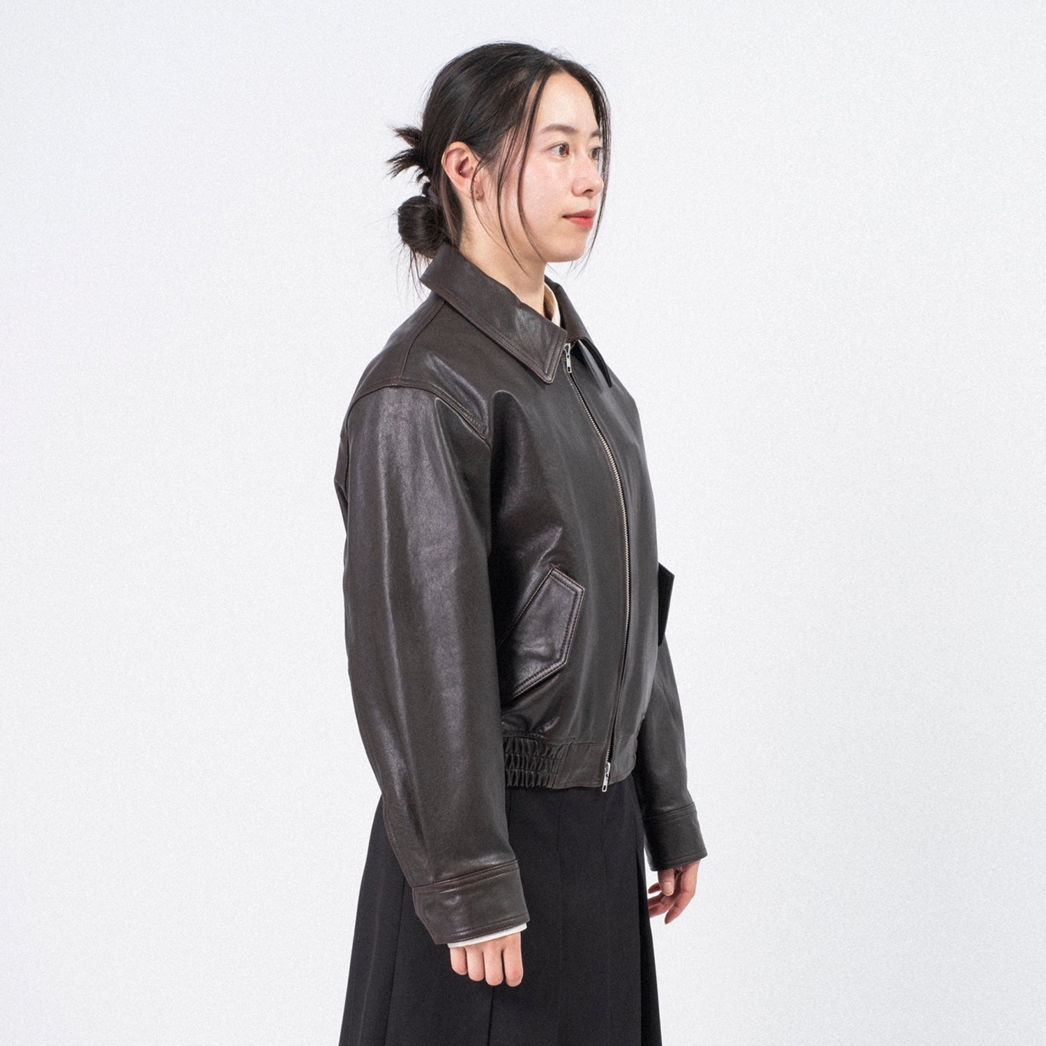 [DUNST] UNISEX LAMBSKIN LEATHER BLOUSON _ BROWN