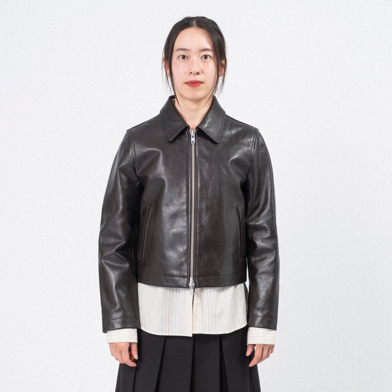 [DUNST] UNISEX CALF SKIN BLOUSON JACKET _ BROWN