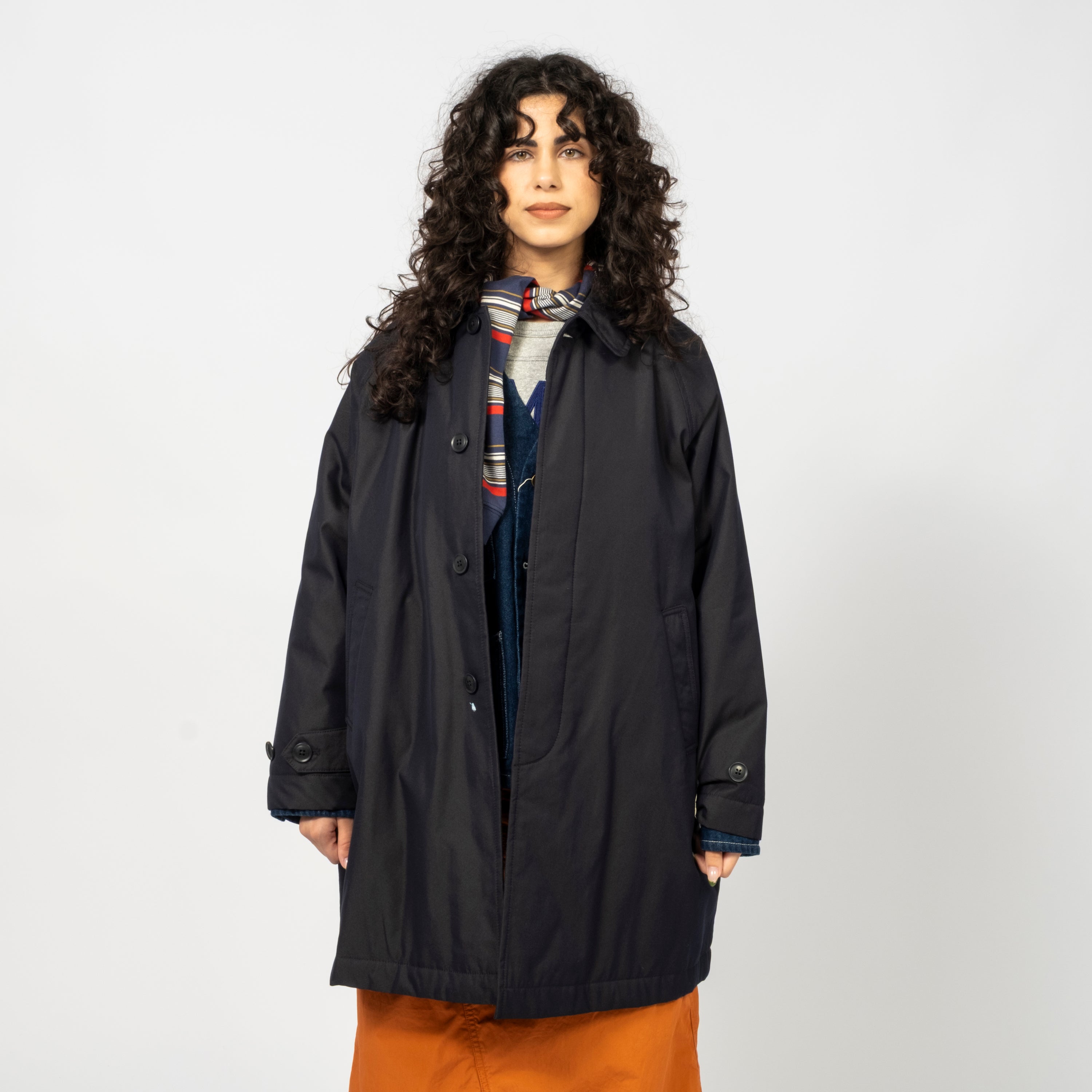 [BEAMS BOY] CHAMBRAY SOUTIEN COLLAR COAT _ NAVY