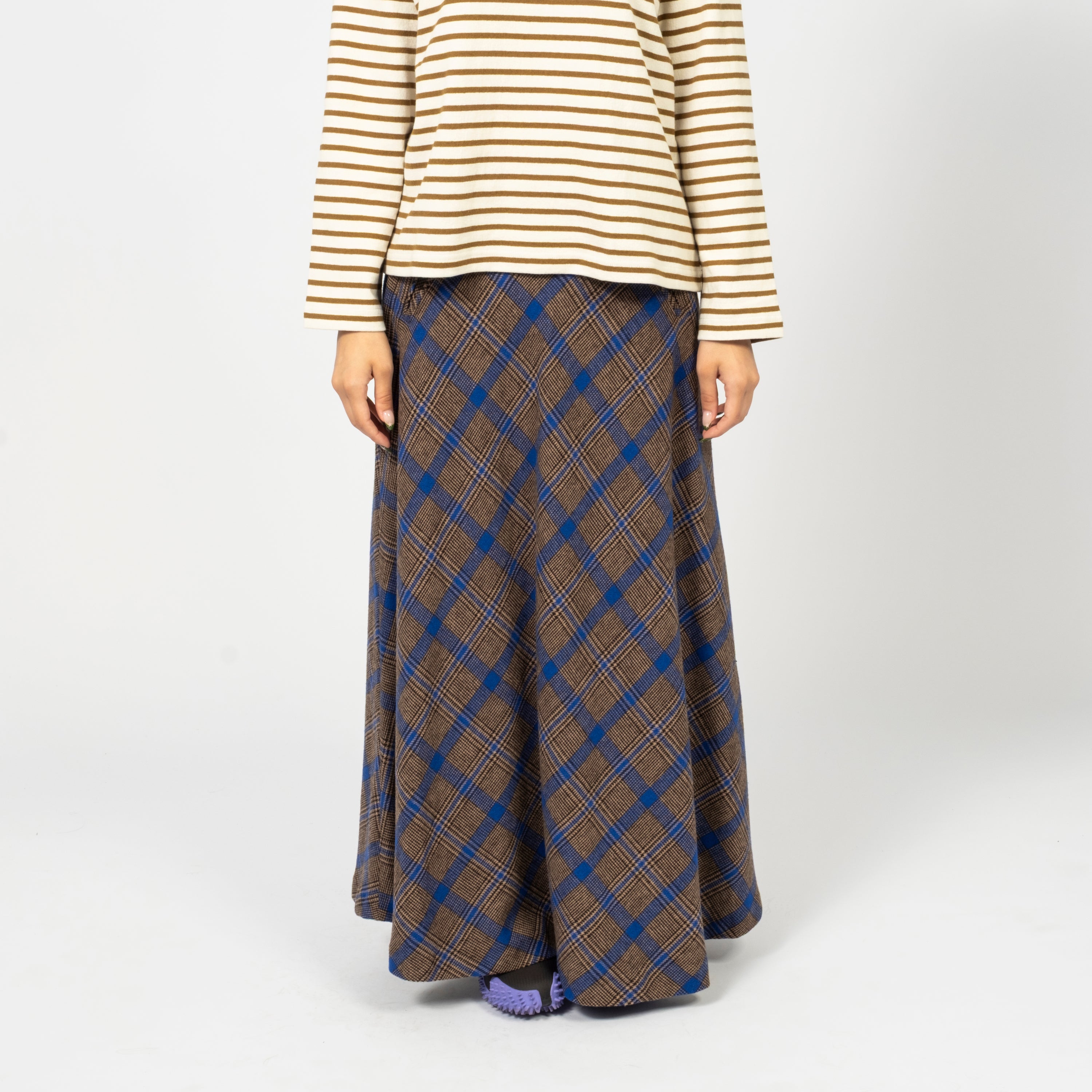[BEAMS BOY] O.CHECK LONG A-LINE SKIRT _ BROWN