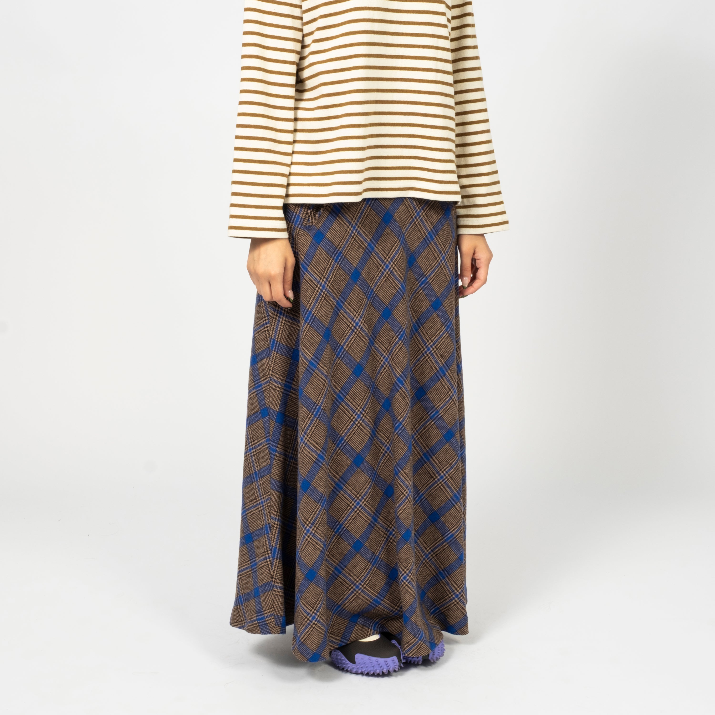 [BEAMS BOY] O.CHECK LONG A-LINE SKIRT _ BROWN