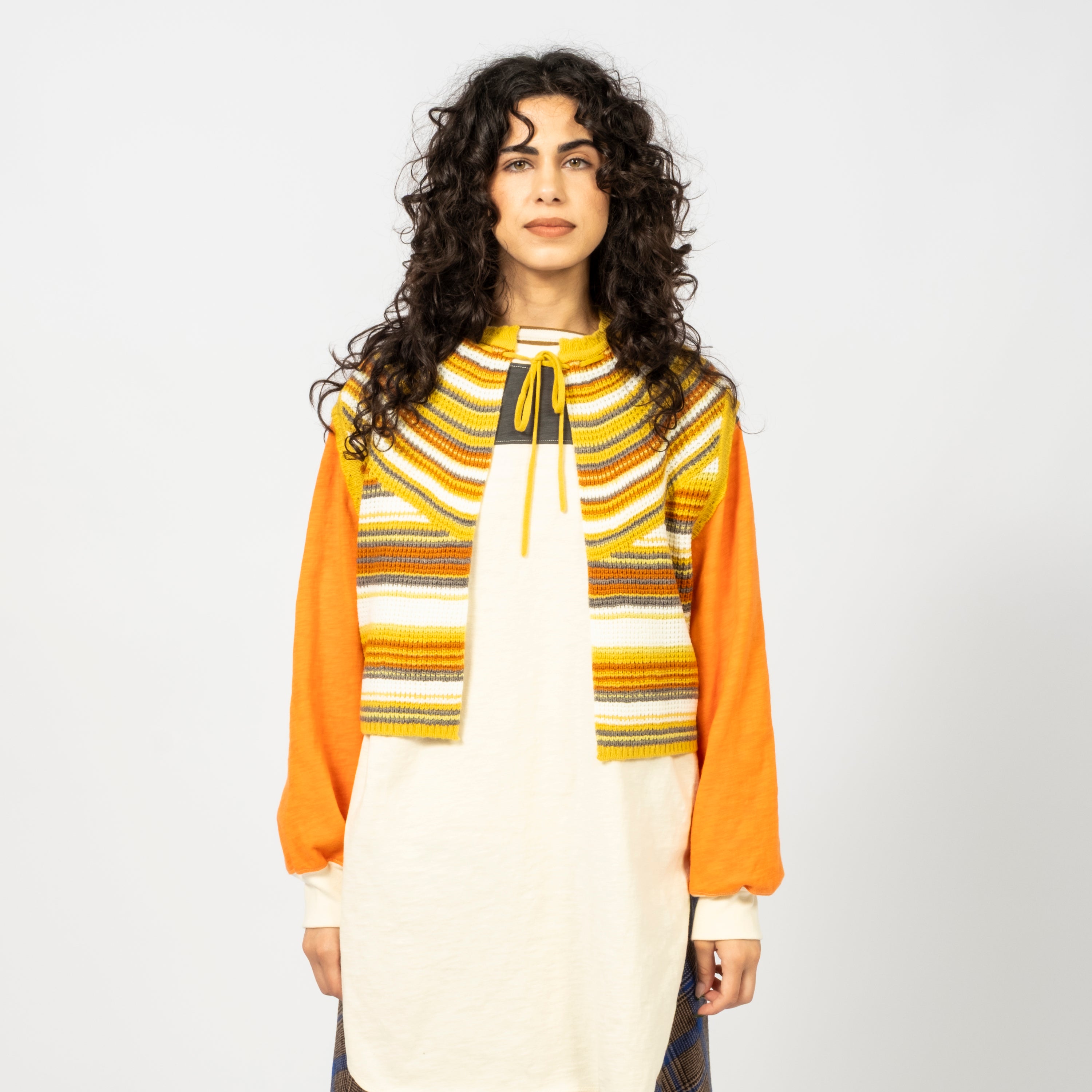 [BEAMS BOY] O.MULTI STRIPED VEST _ YELLOW