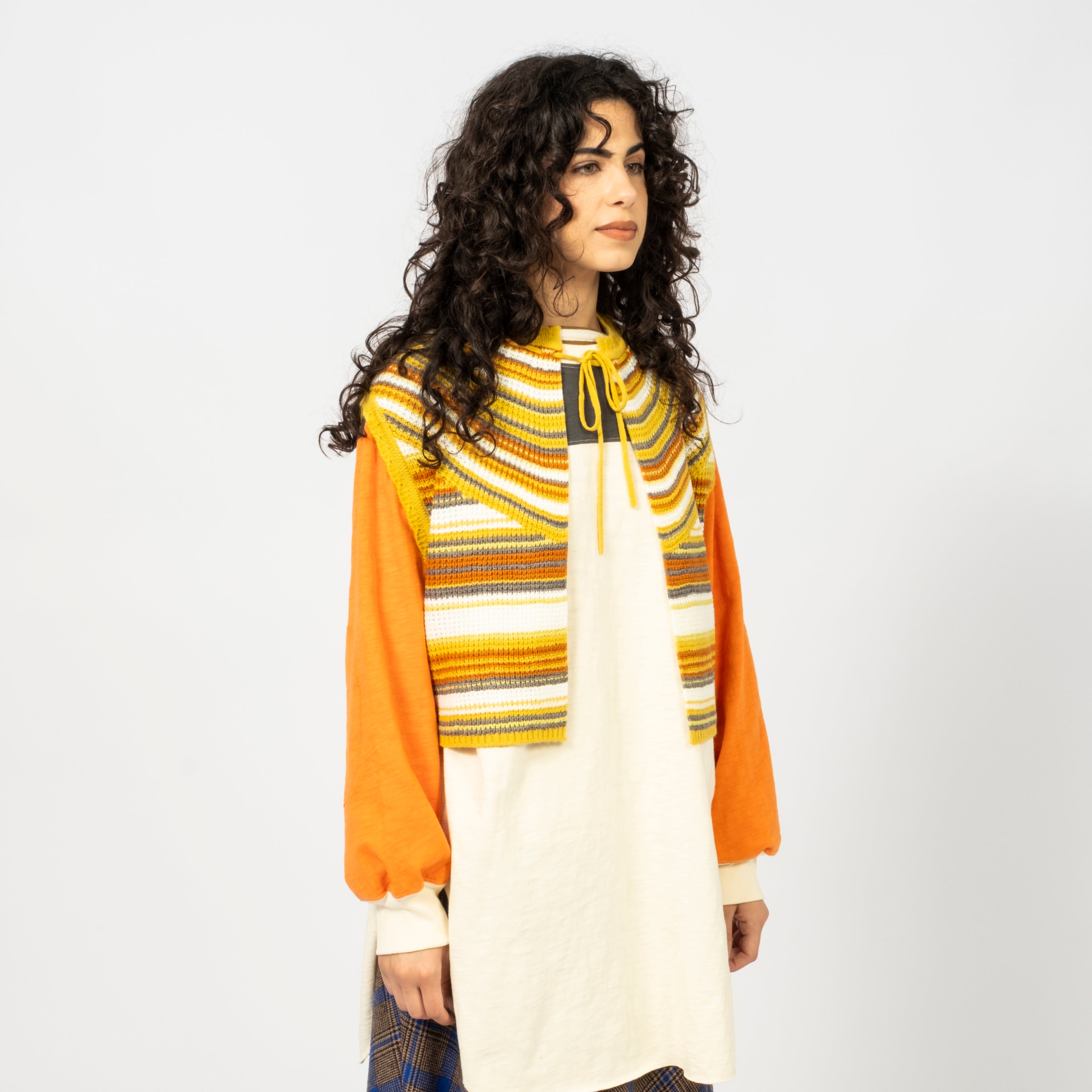 [BEAMS BOY] O.MULTI STRIPED VEST _ YELLOW