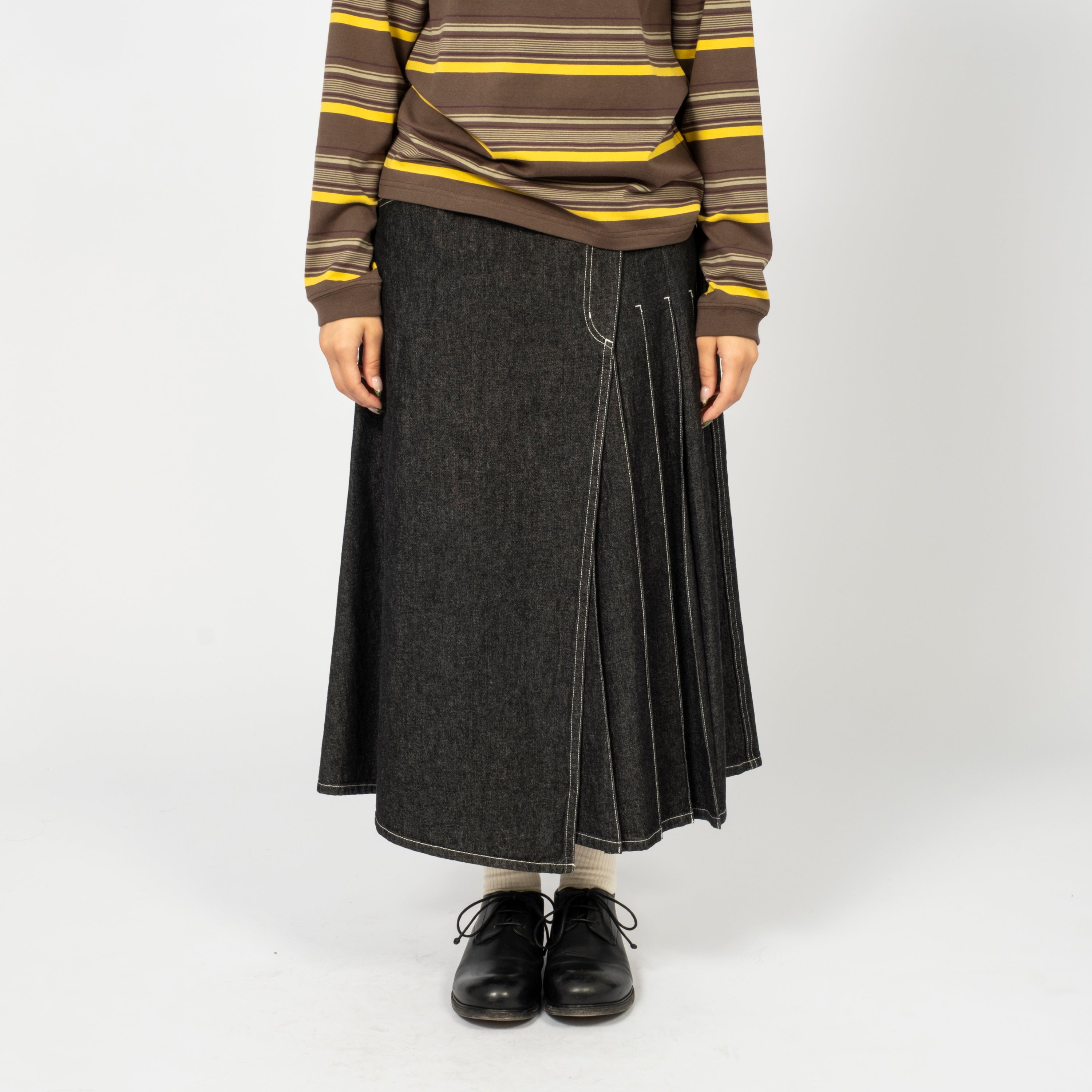 [BEAMS BOY] O.WRAPED PLEATED SKIRT _ BLACK