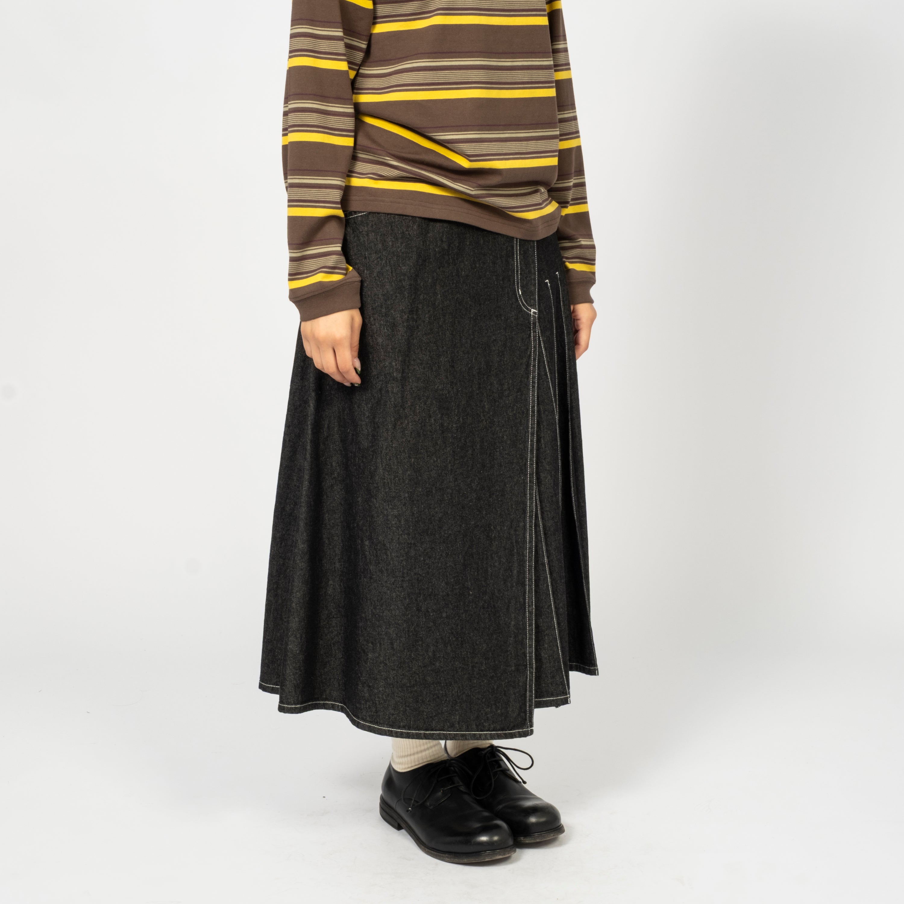 [BEAMS BOY] O.WRAPED PLEATED SKIRT _ BLACK