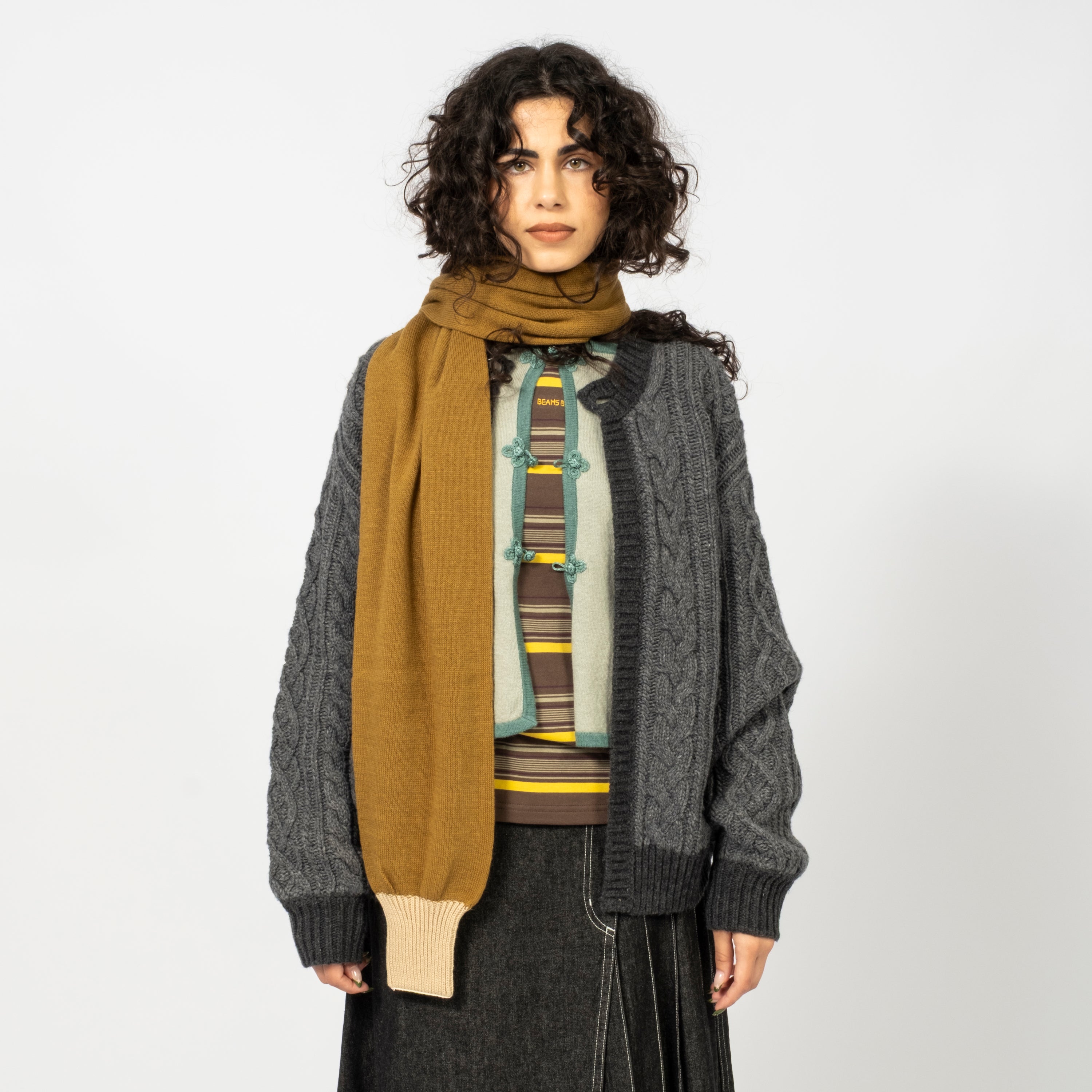 [ROTOTO] R5135 SWEATER SLEEVE _ OLIVE/YELLOW