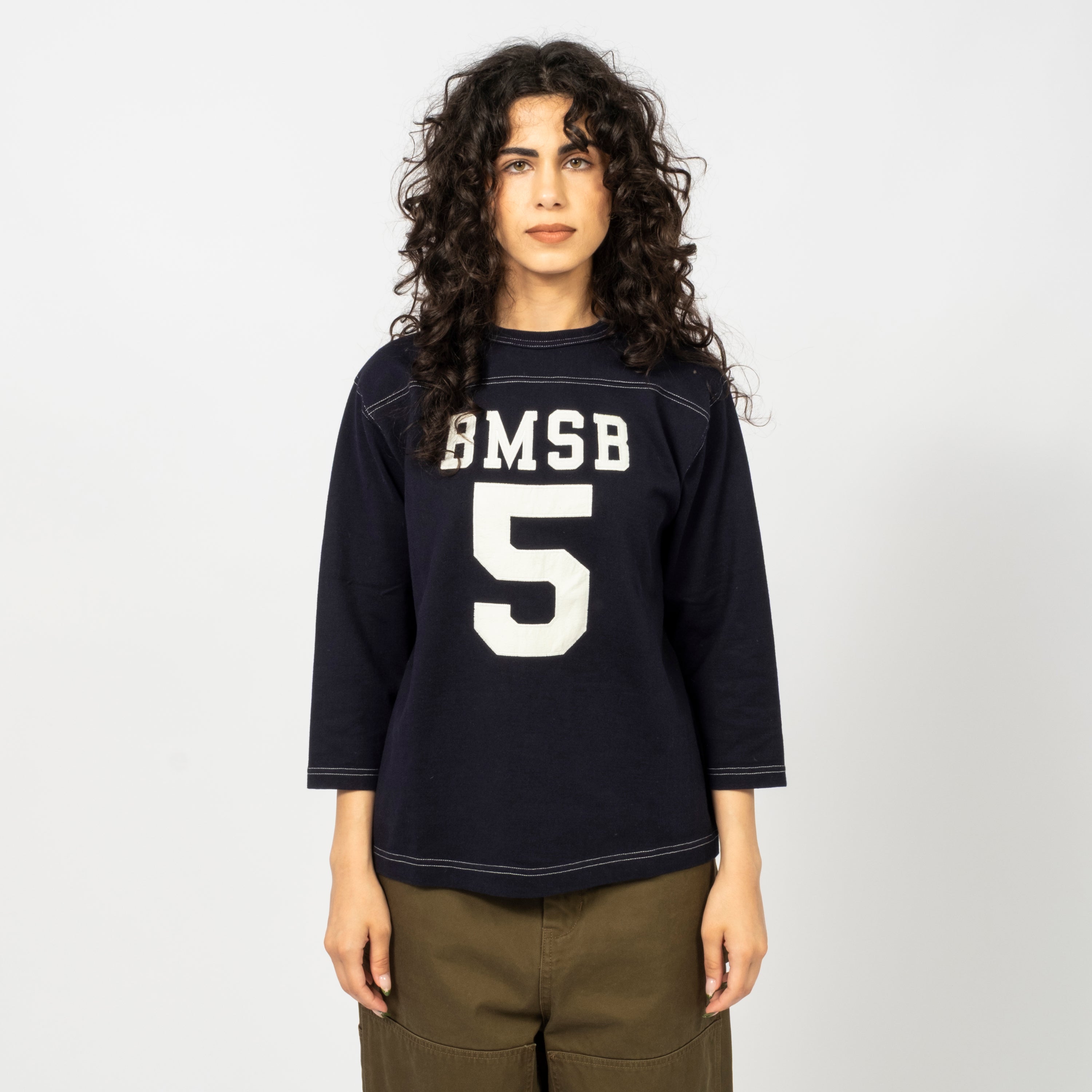 [BEAMS BOY] O.KNIT F/B3/4 _ NAVY