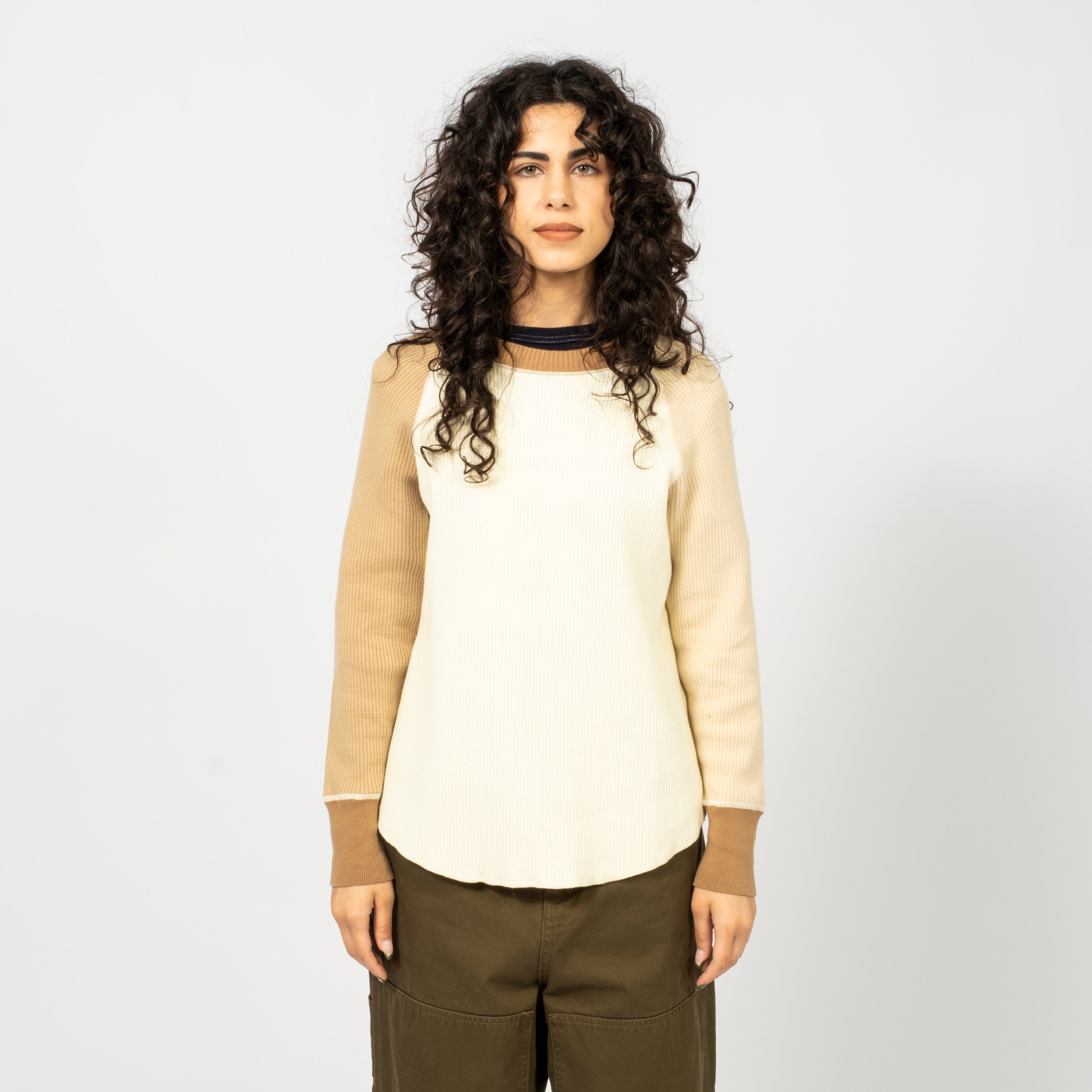 [BEAMS BOY] O.14G WAFFLE LONGSLEEVE CREWNECK PULLOVER _ IVORY