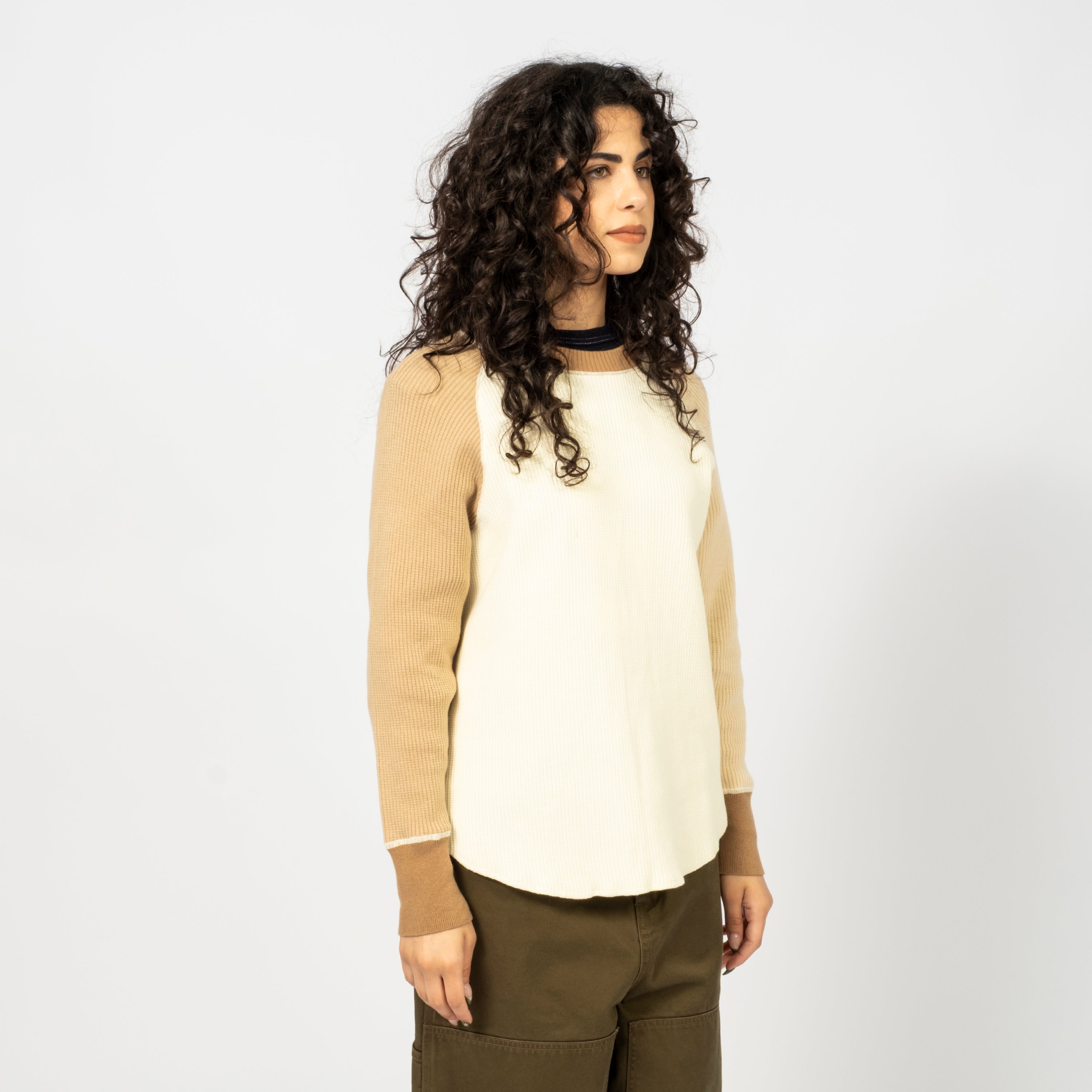 [BEAMS BOY] O.14G WAFFLE LONGSLEEVE CREWNECK PULLOVER _ IVORY