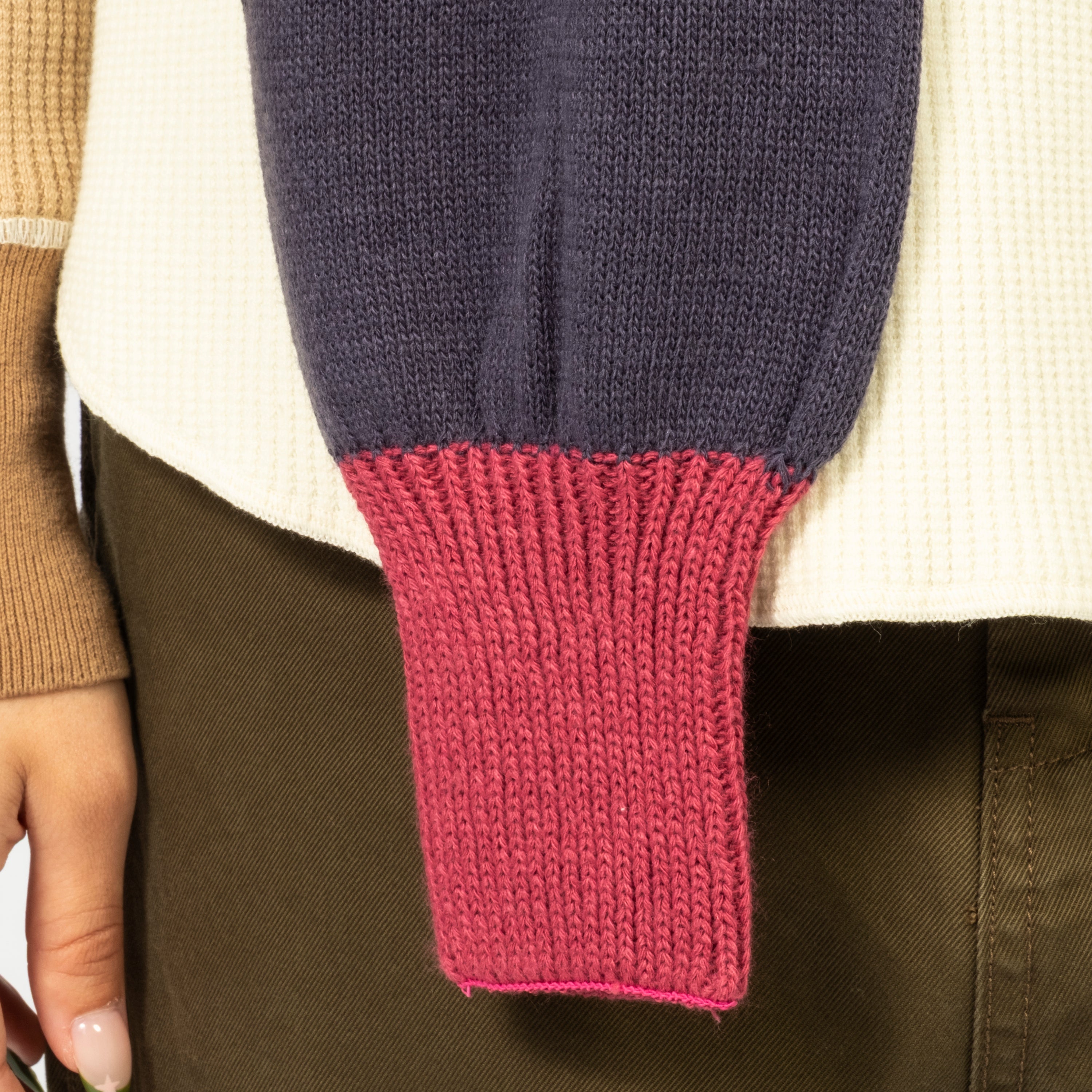 [ROTOTO] R5135 SWEATER SLEEVE _ D.BLUE/D.PINK