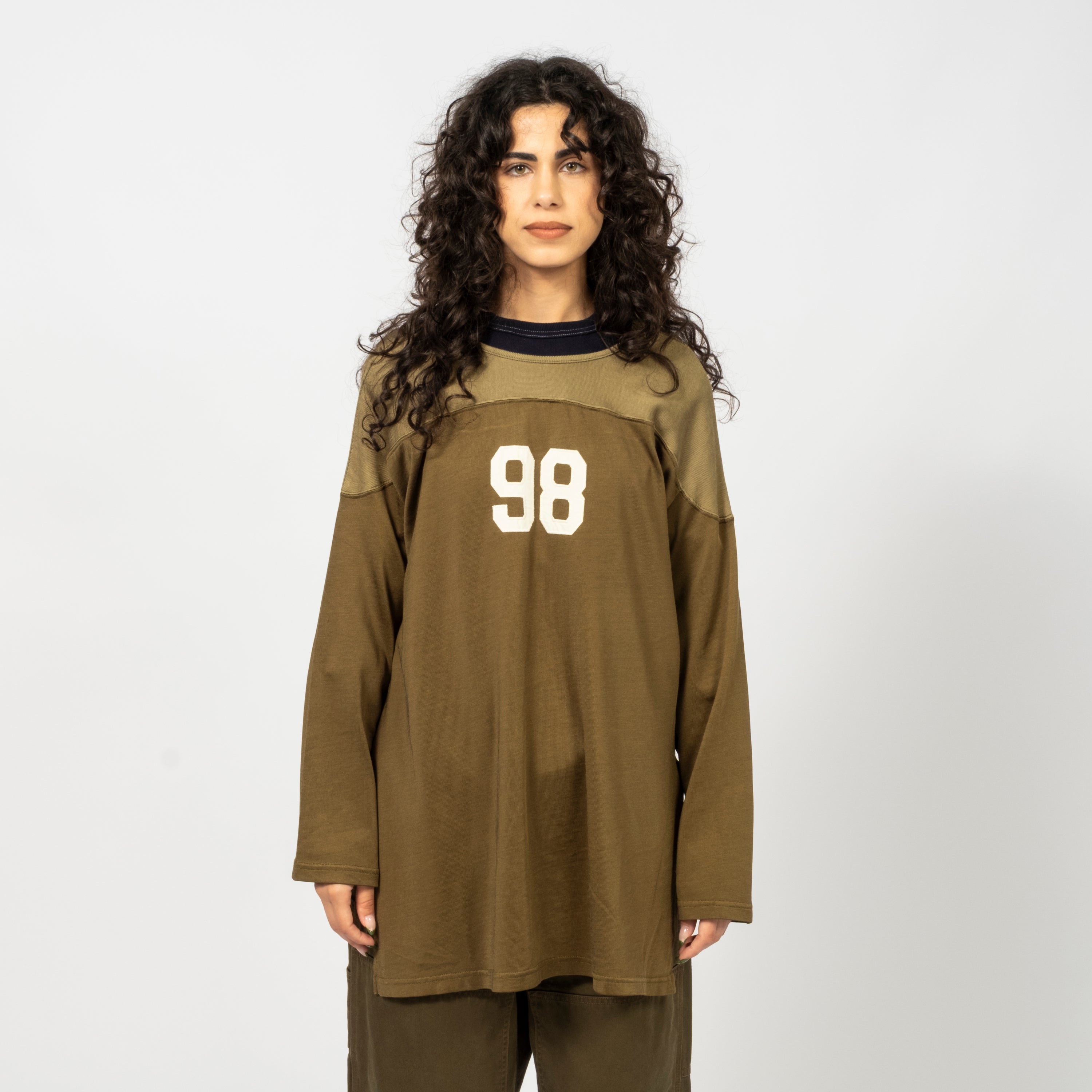 [BEAMS BOY] O.LOGO FOOTBALL LONGSLEEVE TSHIRT _ OLIVE