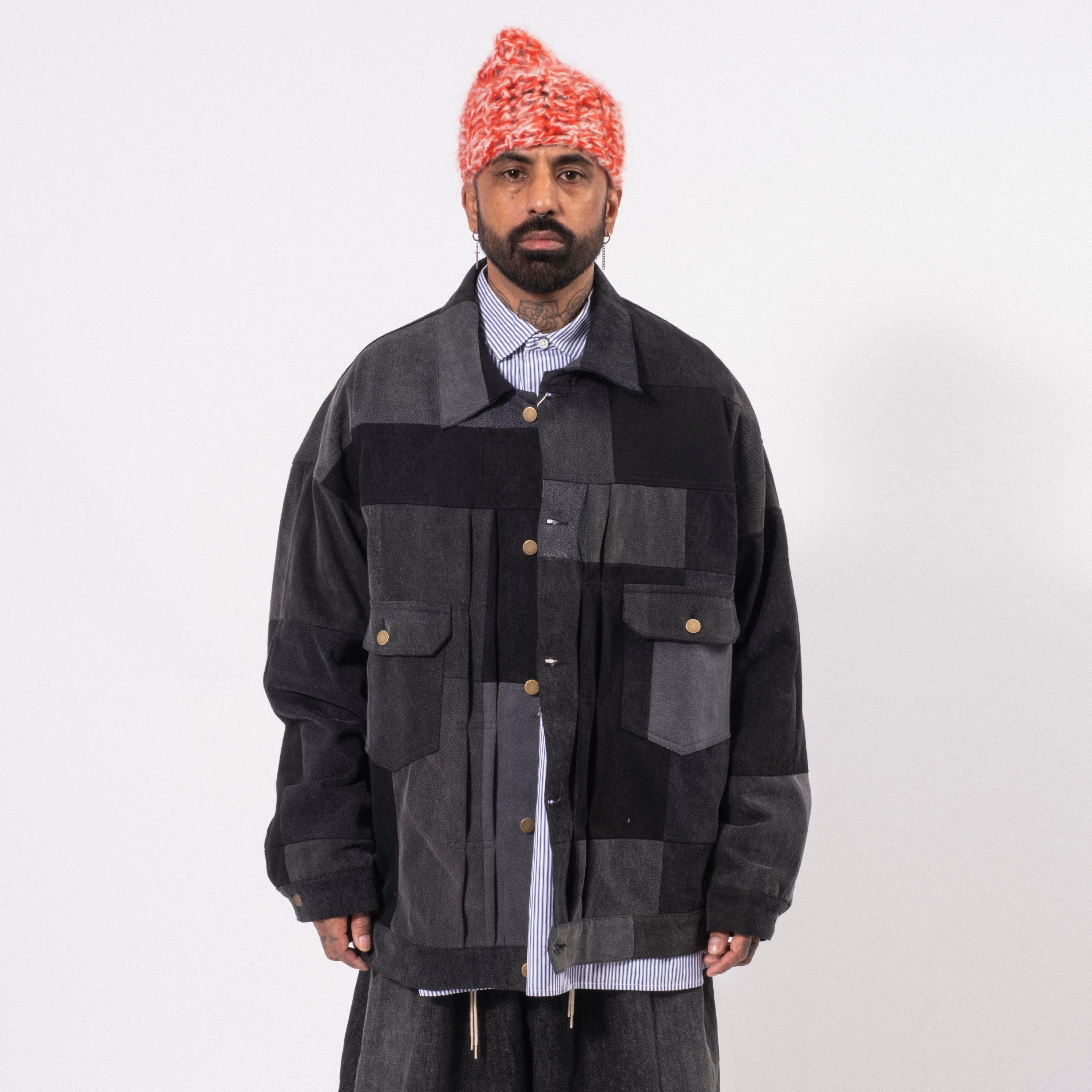 [SILLAGE] TRUCKER JACKET BLACK DENIM _ FOUR
