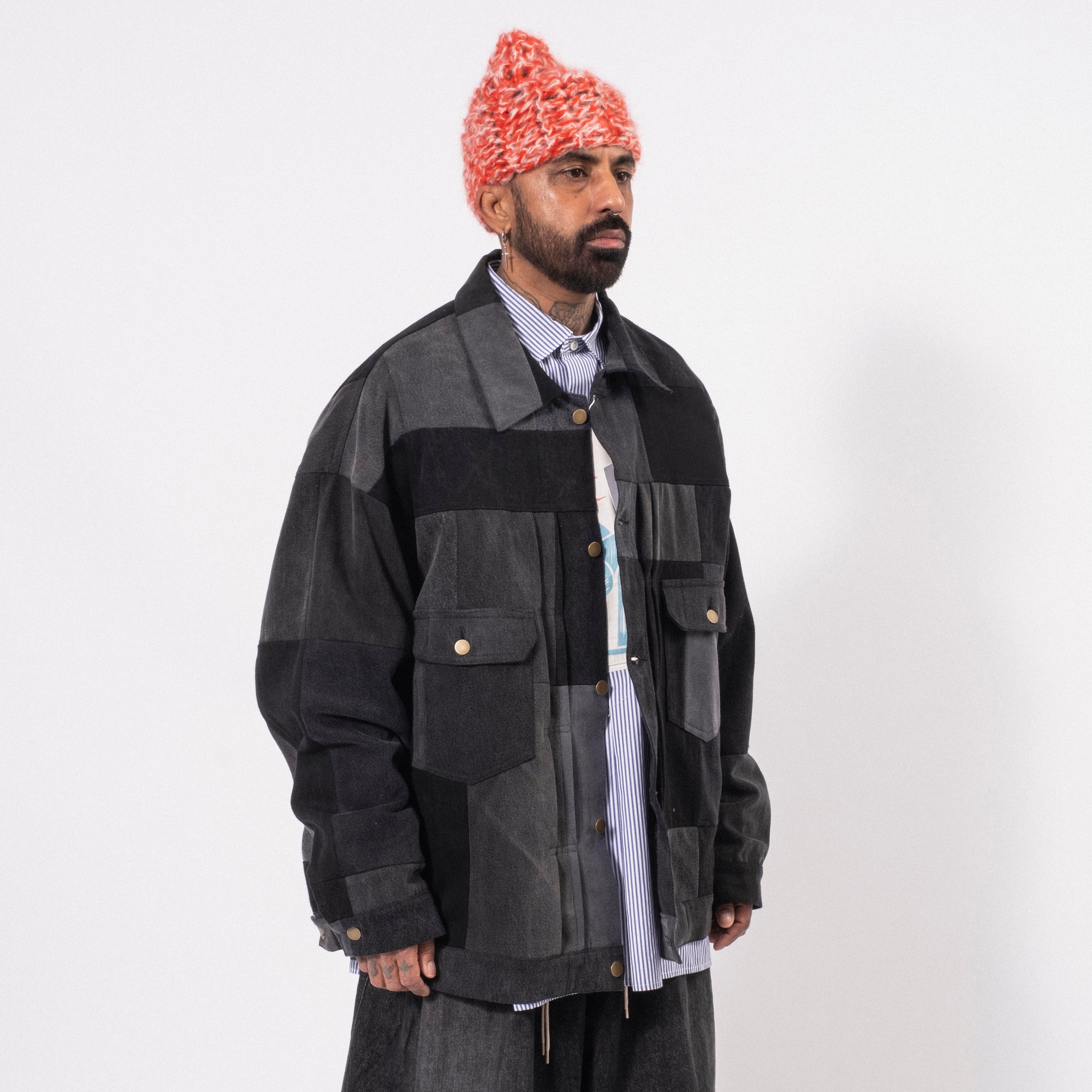 [SILLAGE] TRUCKER JACKET BLACK DENIM _ FOUR