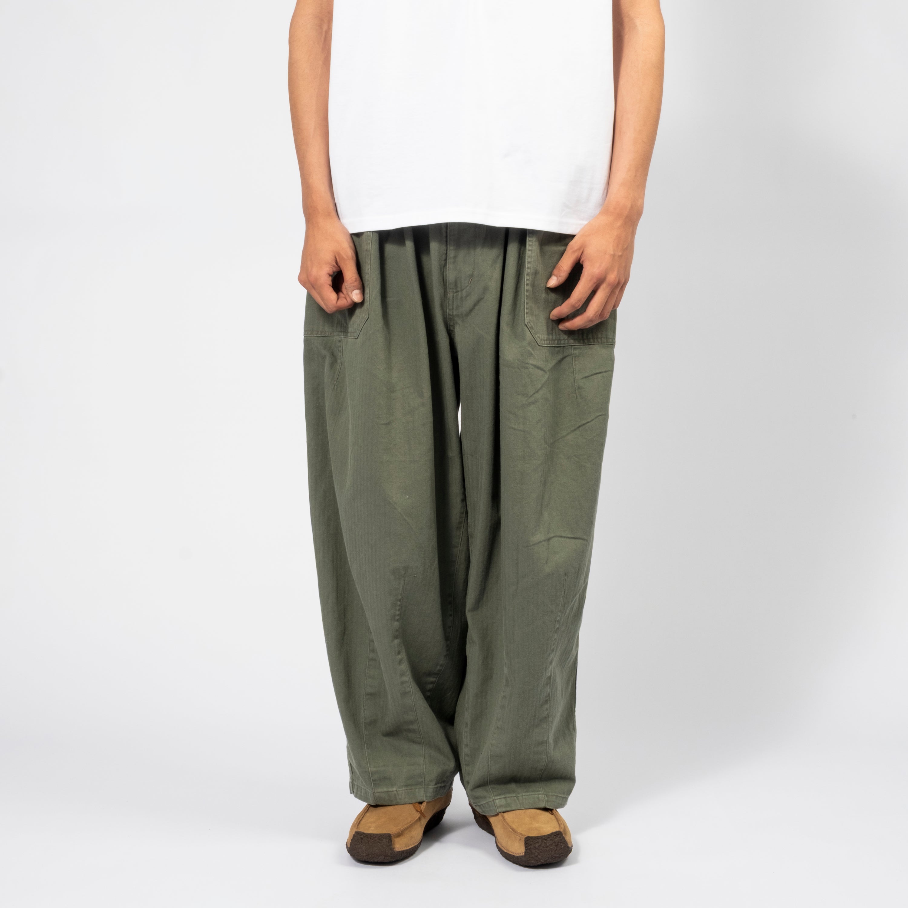 [IS-NESS] HERRINGBONE BALLOON BAKER PANTS _ KHAKI