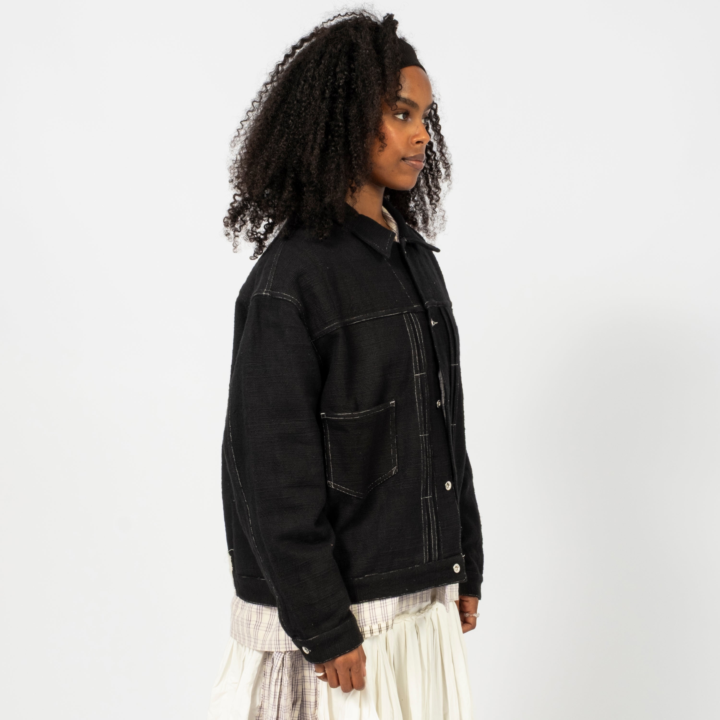 [STORY MFG] SUNDAE JACKET _ BLACK HANDLOOM
