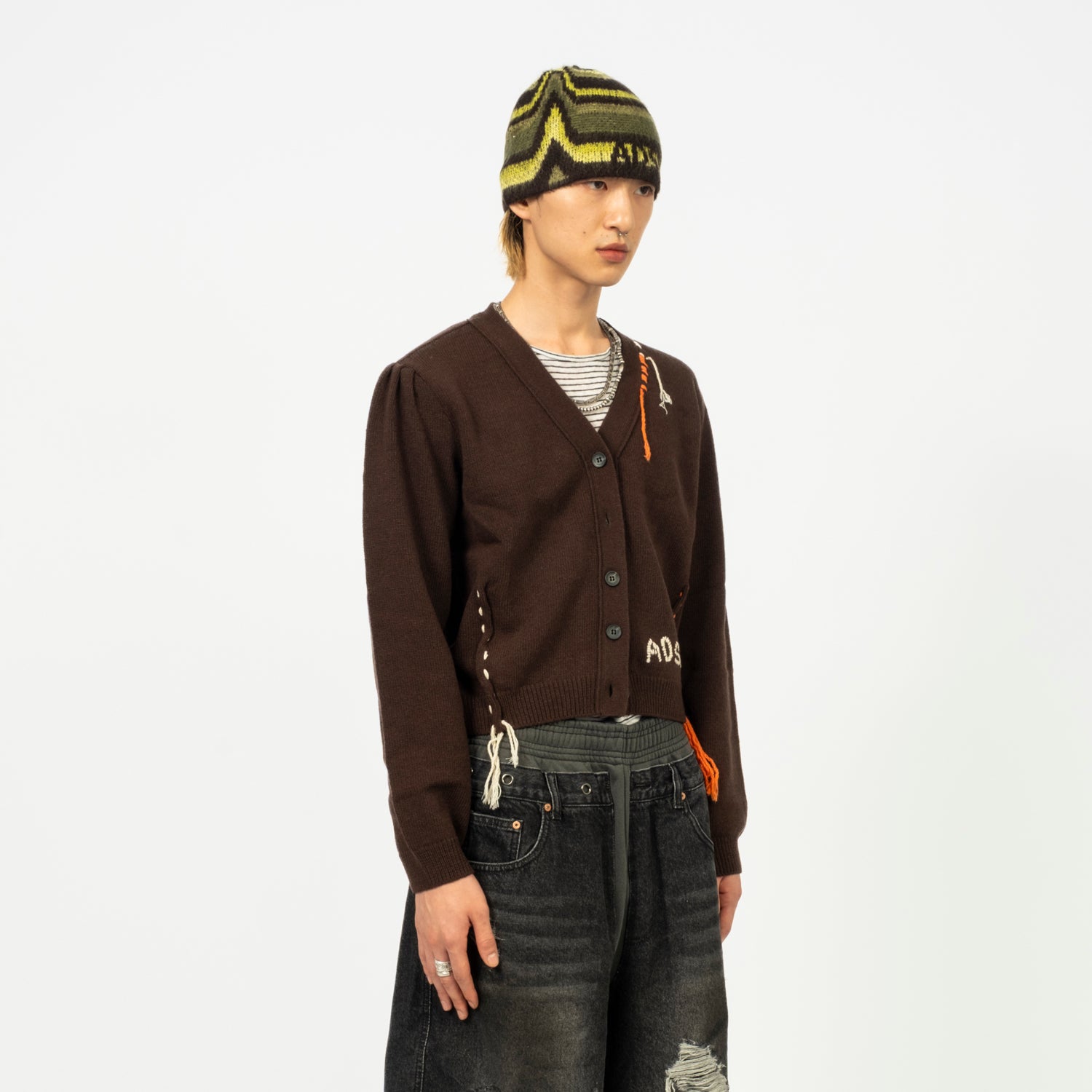 [ANDERSSON BELL] MORGAN HAND STITCHED KNIT CARDIGAN _ BROWN
