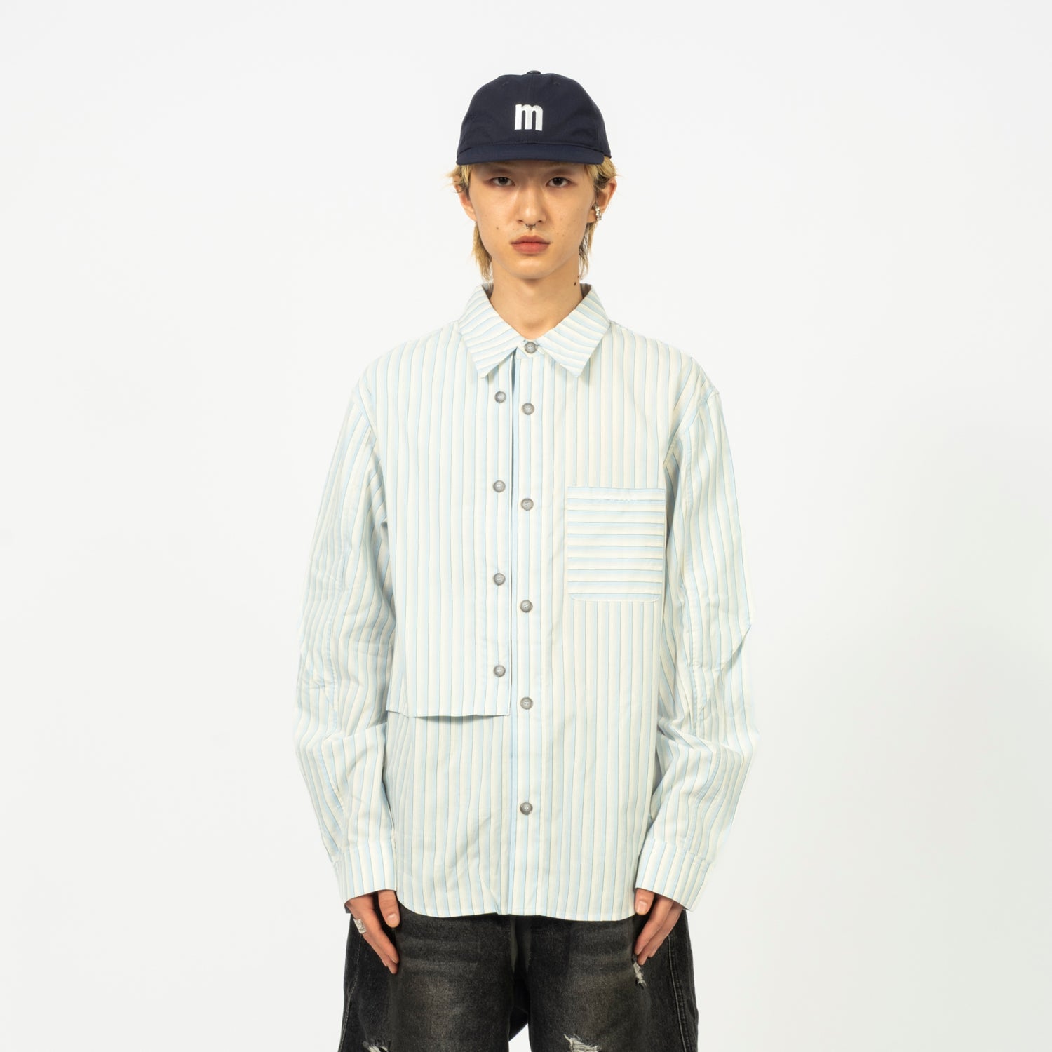 [ANDERSSON BELL] STRIPE LAYERED SHIRT _ BLUE