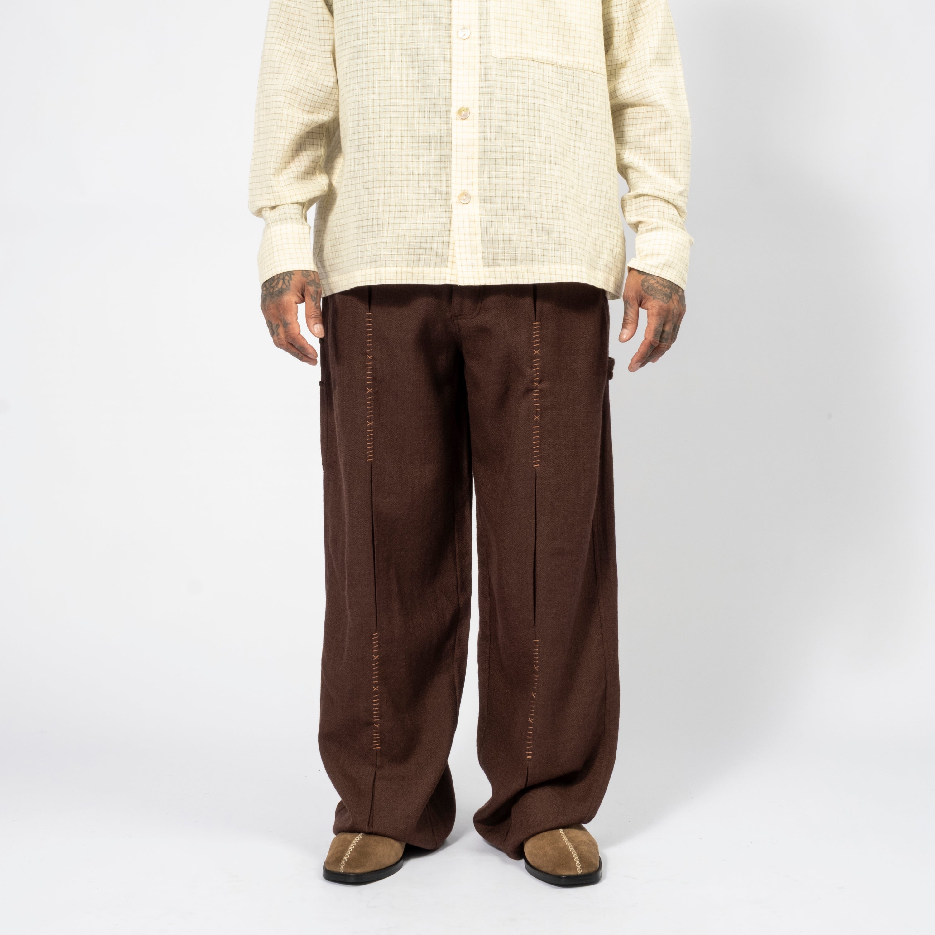 [KARTIK RESEARCH] FW25-81 SHAANTI TROUSER _ CHOCOLATE/SAFFRON
